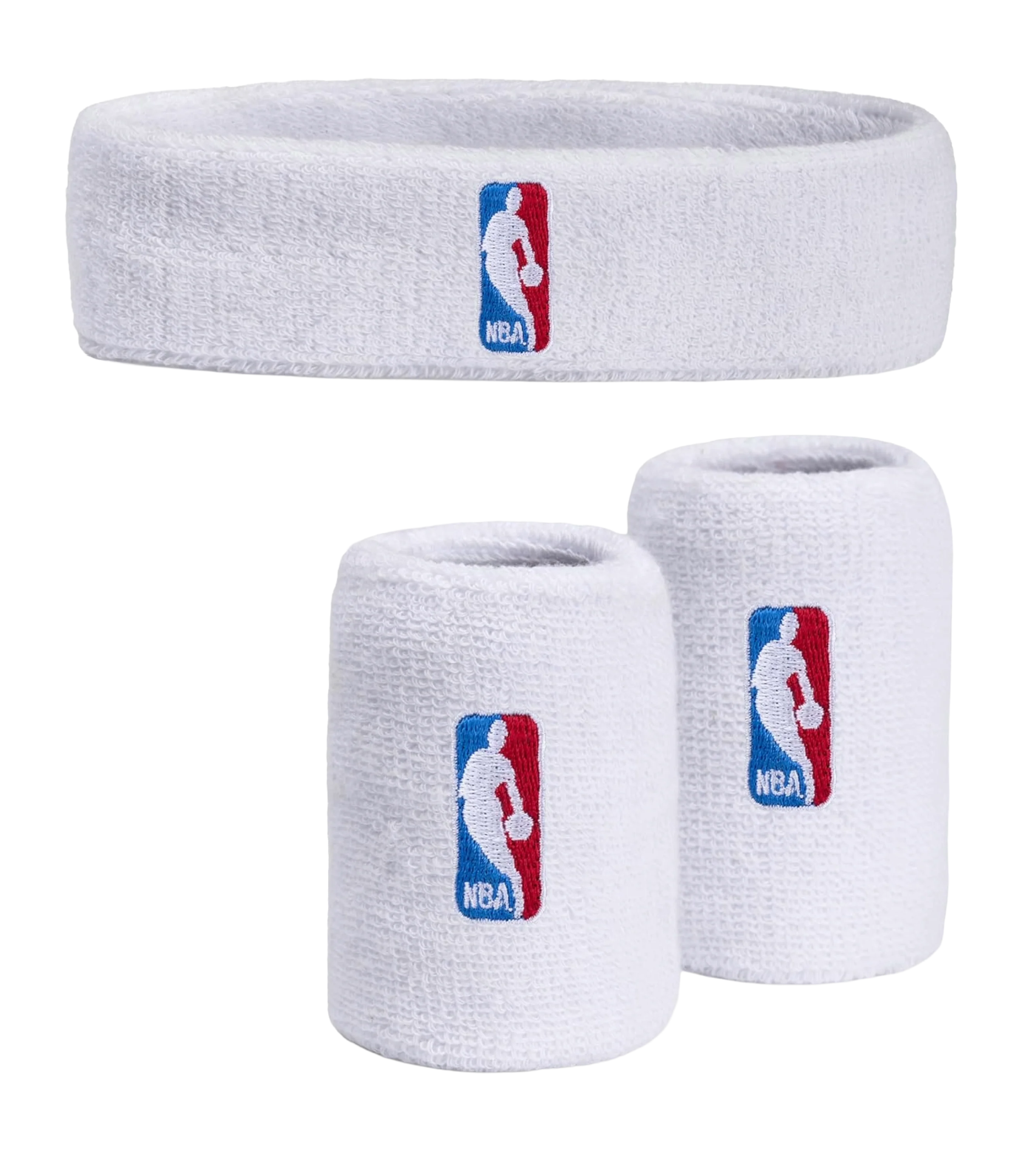 NBA 3-Piece White Headband & Wristband Set