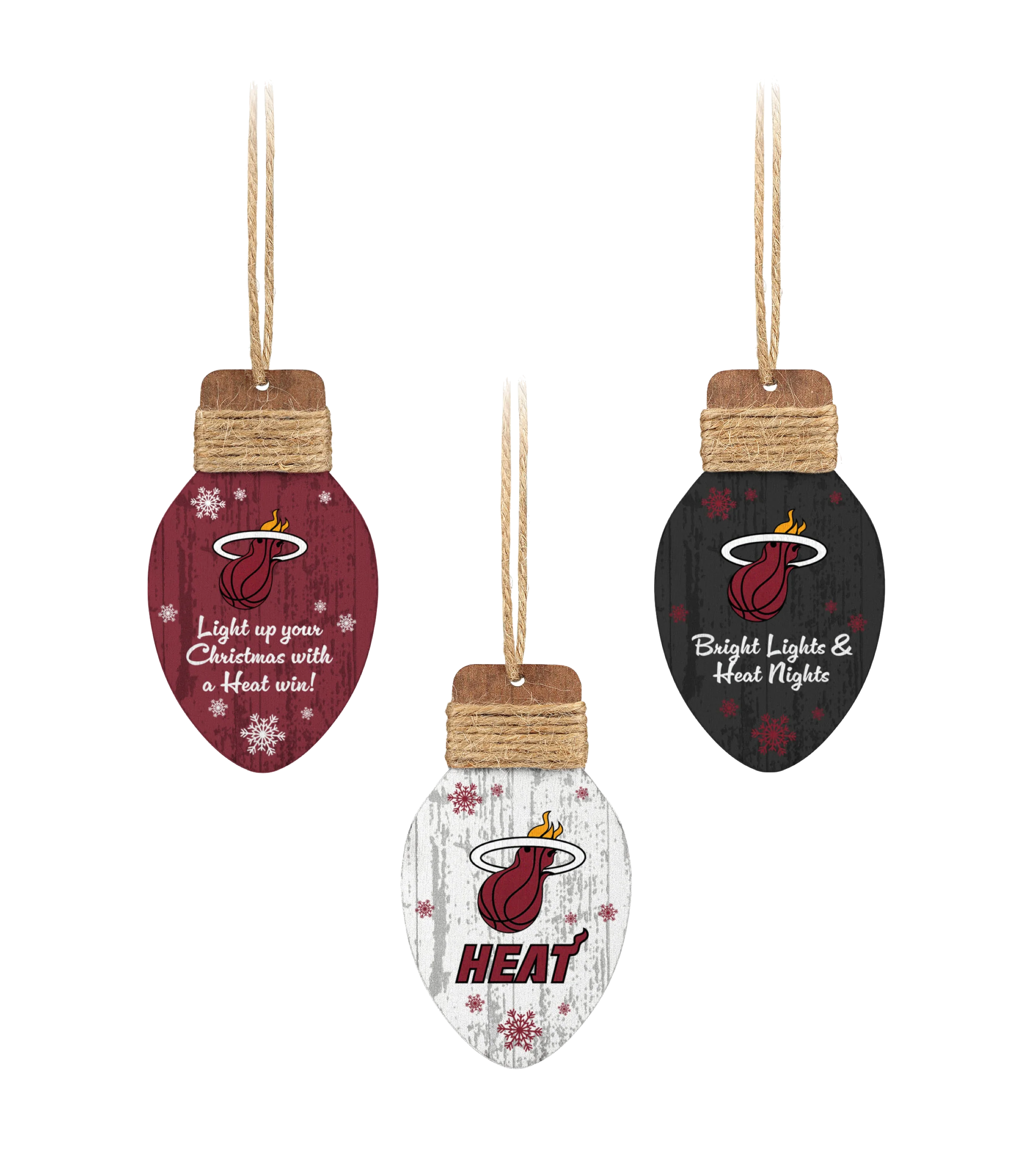 Miami HEAT 3-Pack Wooden Ornaments