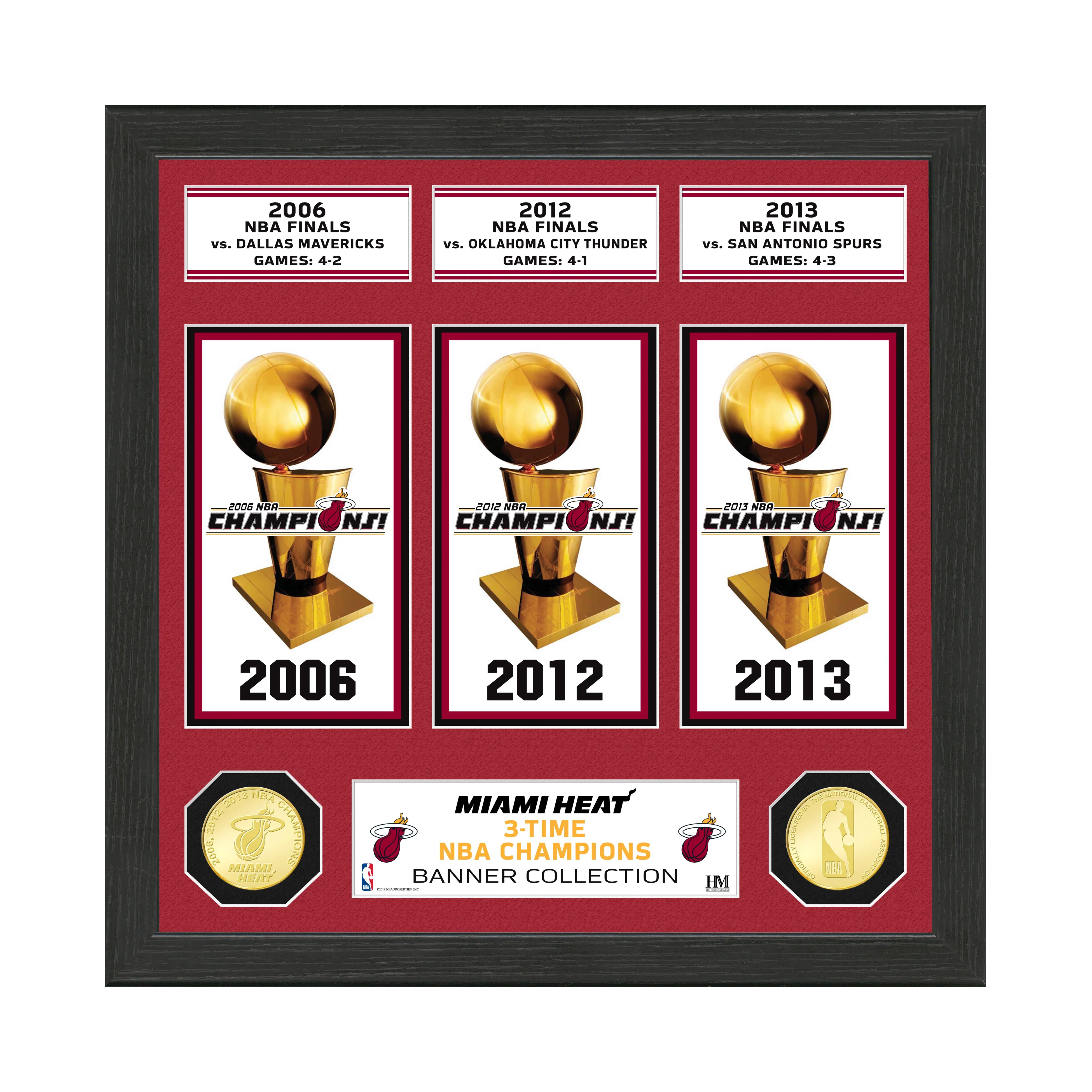 Highland Mint Miami HEAT 3-Time Champion Bronze Coin Photo Mint
