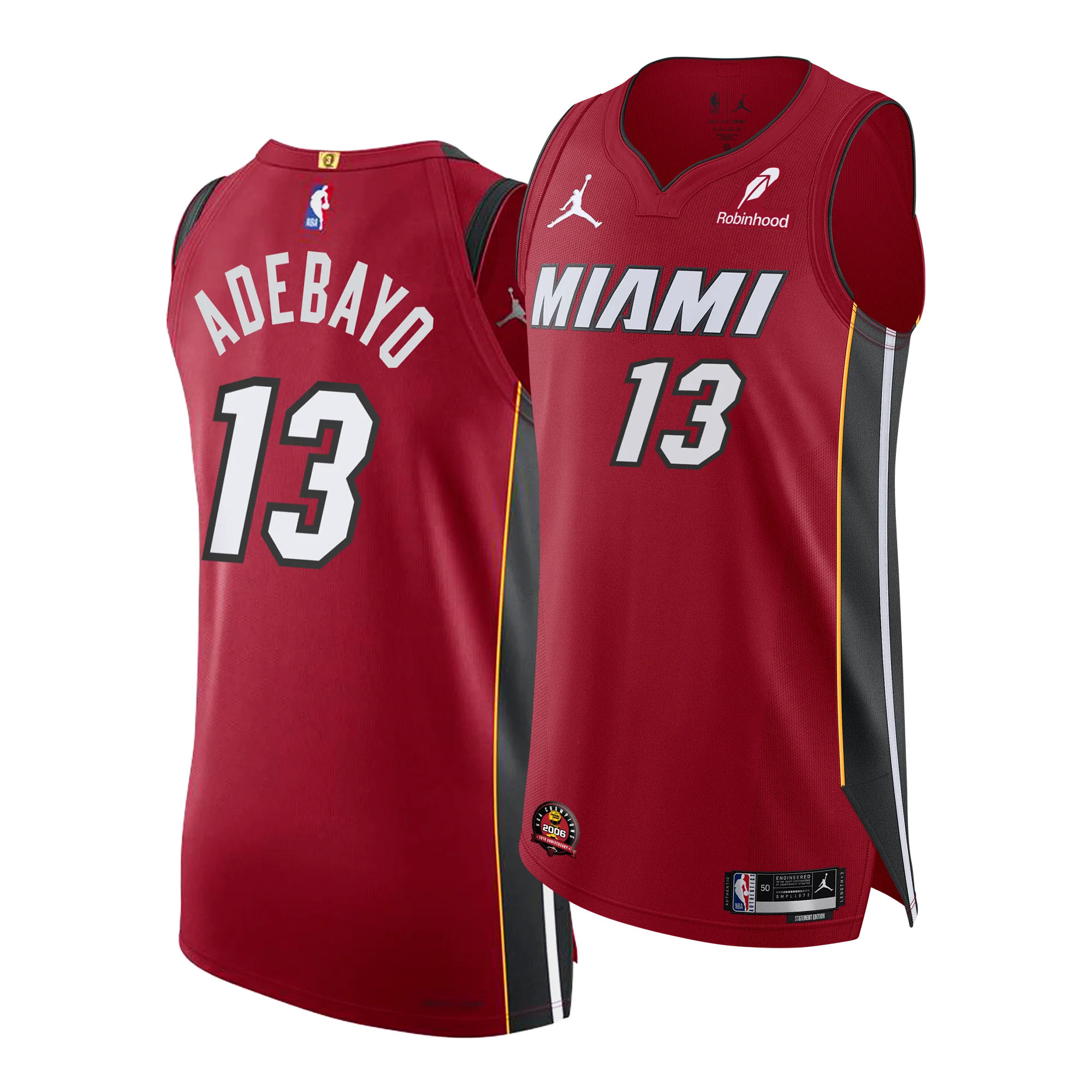 Bam Adebayo Nike Jordan Brand Miami HEAT Statement Red Authentic Jersey - Image 3
