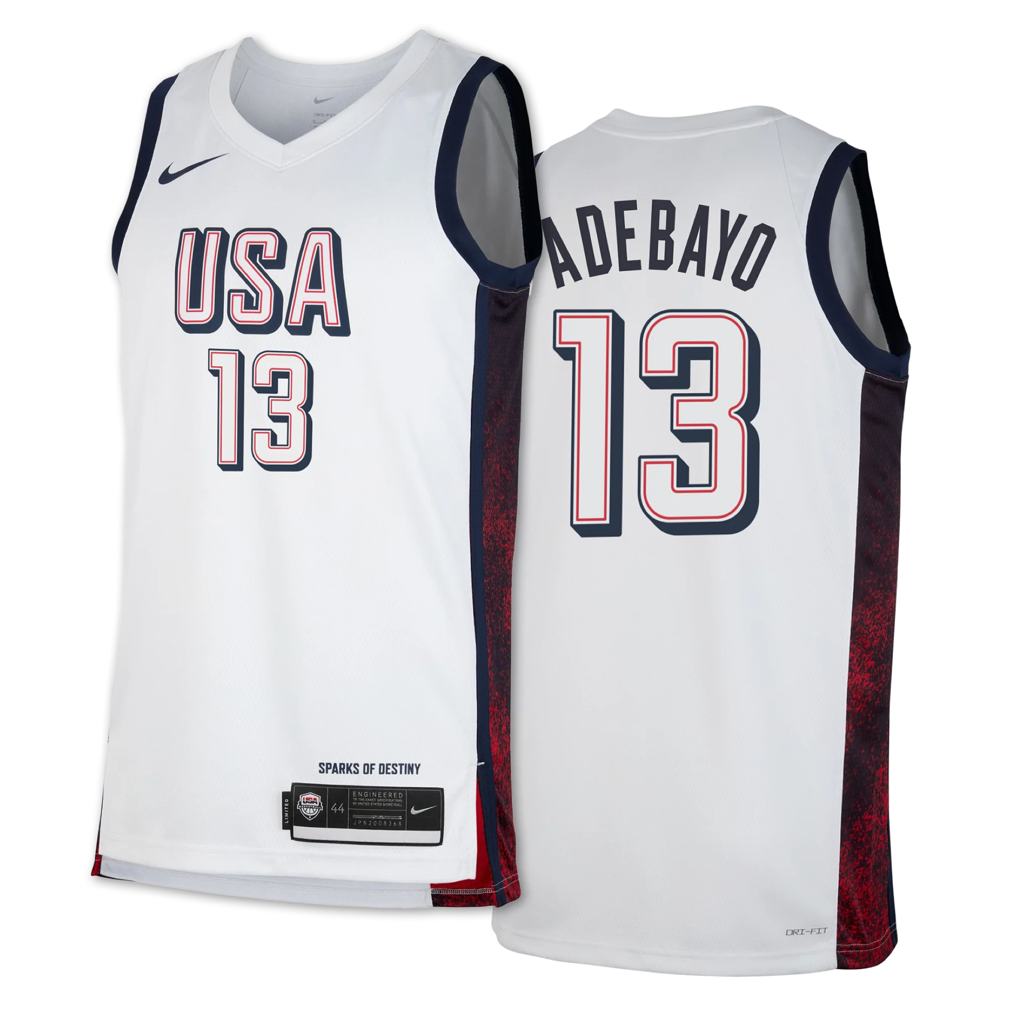 Bam Adebayo Nike 2024 USA Basketball White Swingman Jersey - Image 3