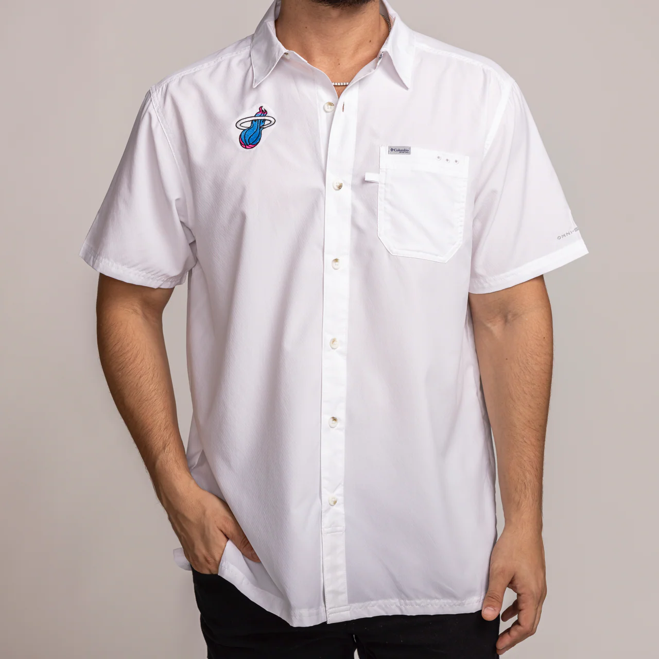 Columbia Miami HEAT Original Vice Logo Slack Tide Shirt - Image 3