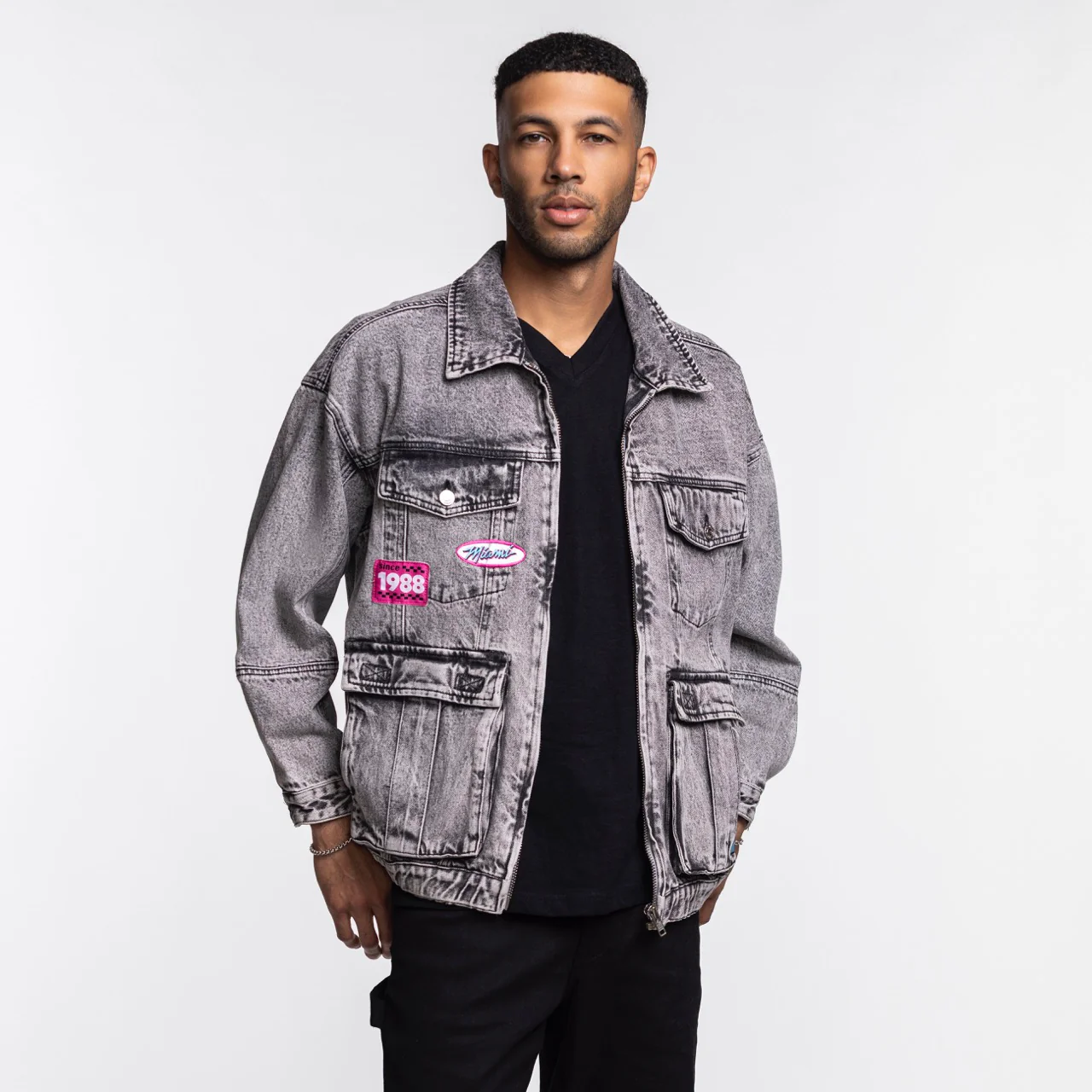 Court Culture X The Wild Collective Original Vice Nights Denim Patch Unisex Jacket - Image 3