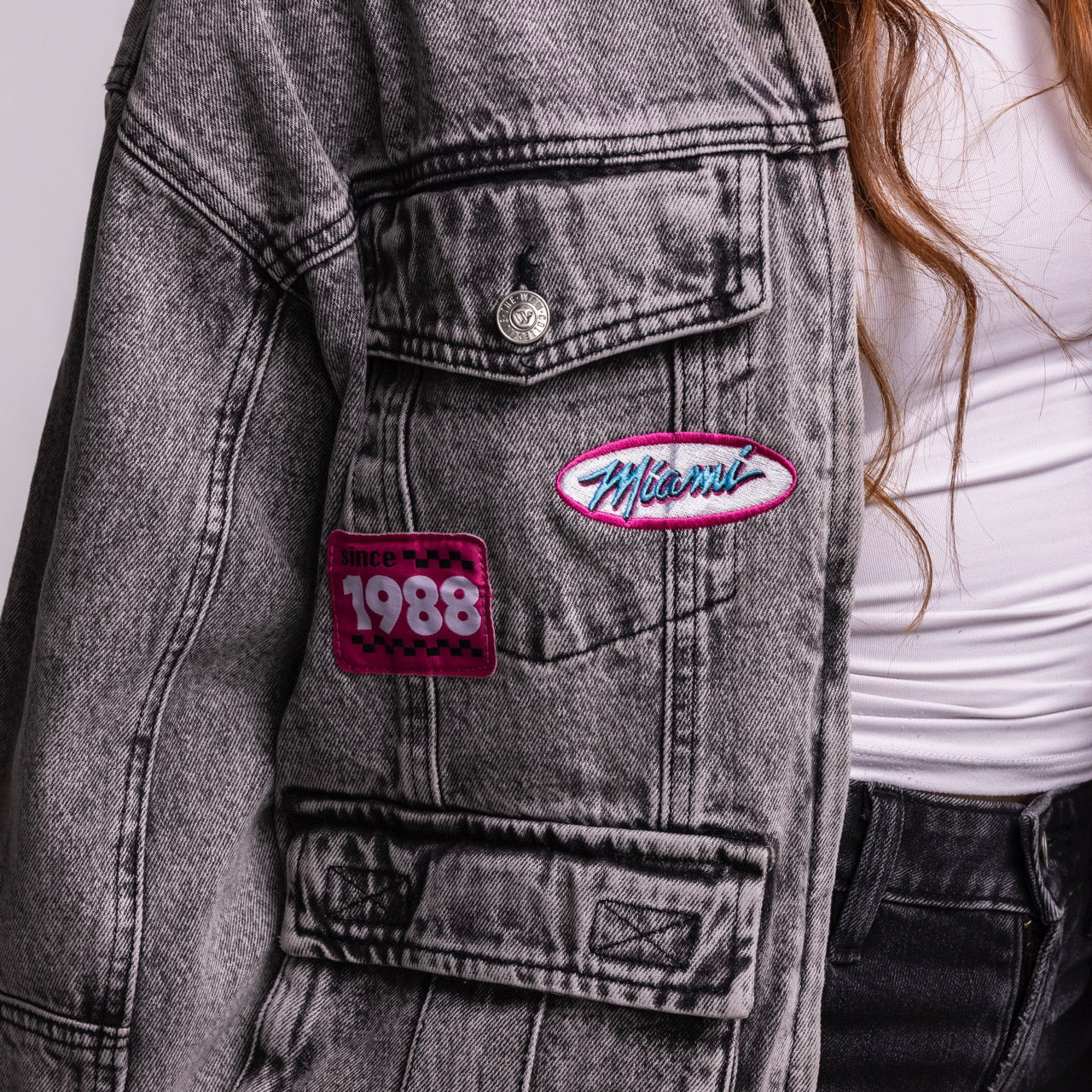 Court Culture X The Wild Collective Original Vice Nights Denim Patch Unisex Jacket - Image 5