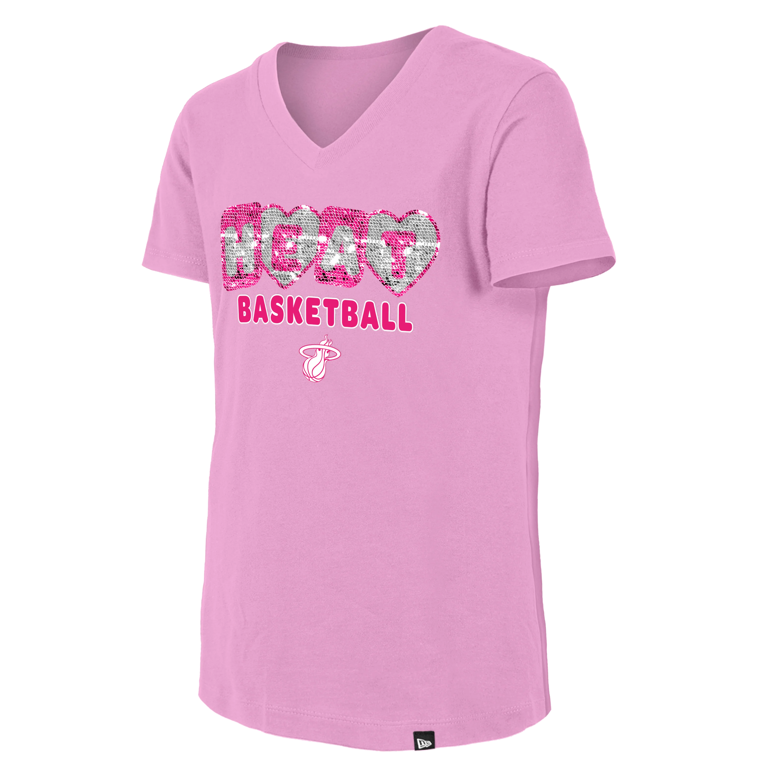 New Era Miami HEAT Pink Basketball Girls V-Neck Tee