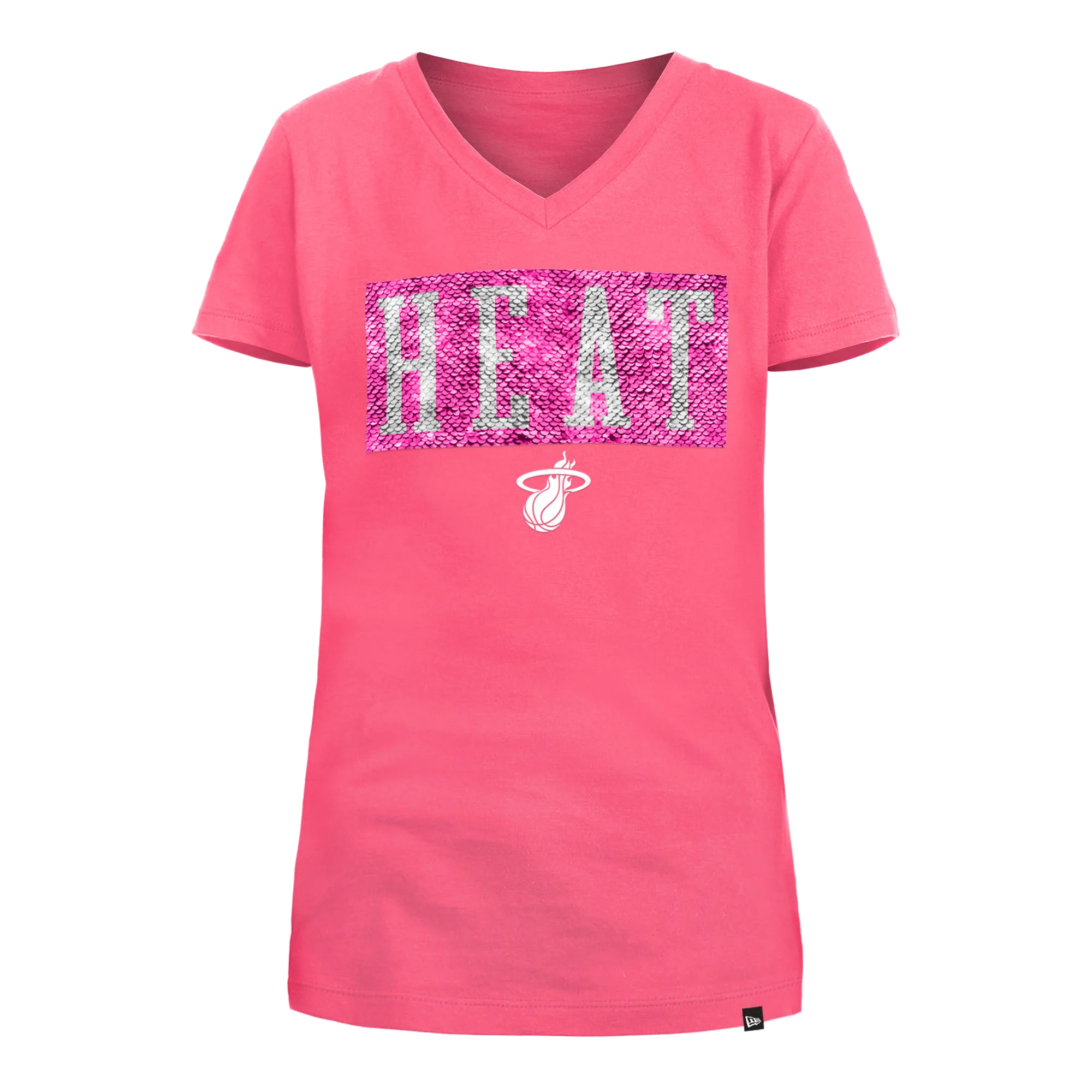 New Era Miami HEAT Wordmark Sequin Girls Tee