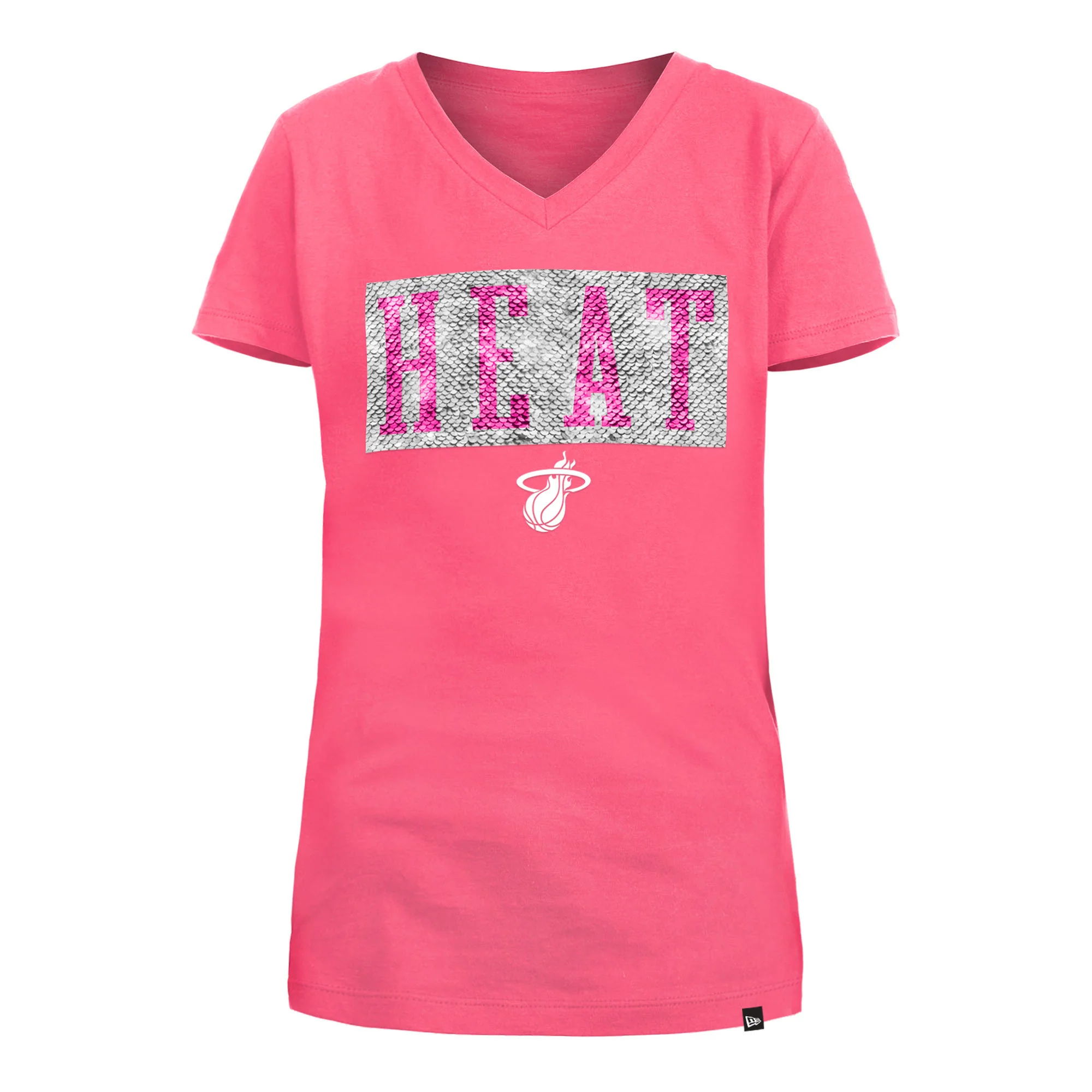 New Era Miami HEAT Wordmark Sequin Girls Tee - Image 2