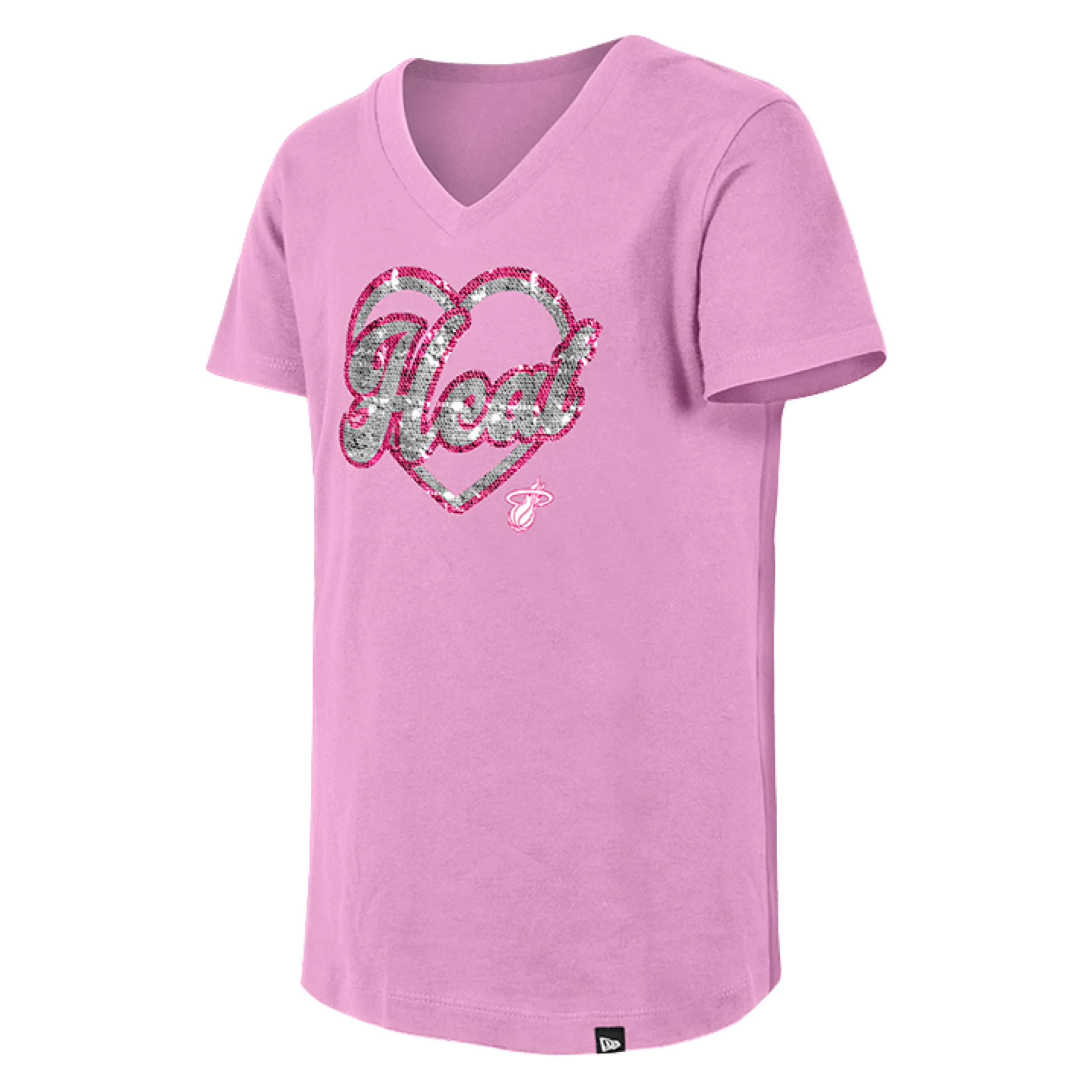 New Era Miami HEAT Girls Sequin Heart Tee - Image 2