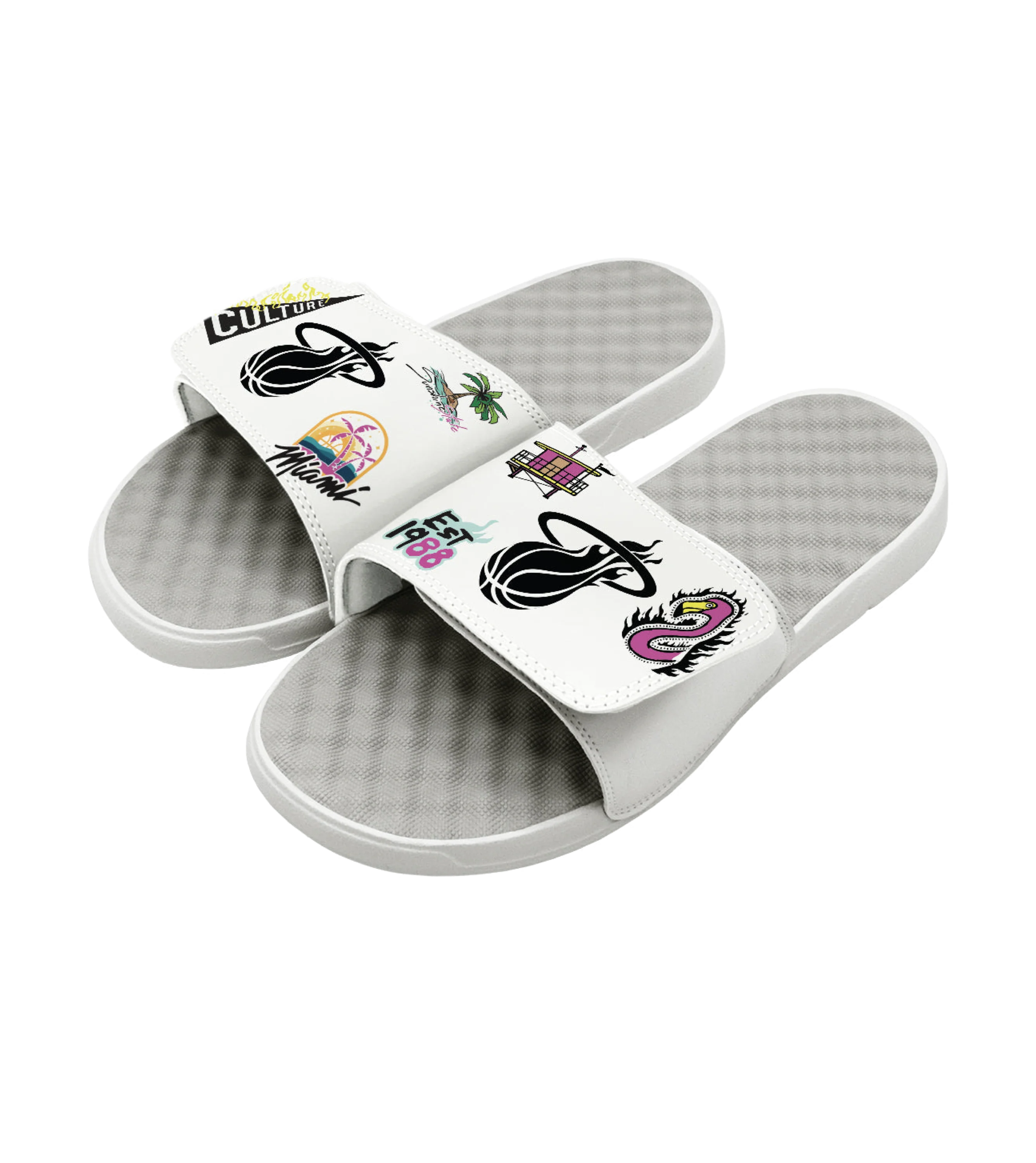 ISlide Allover Patch White Sandals - Image 2