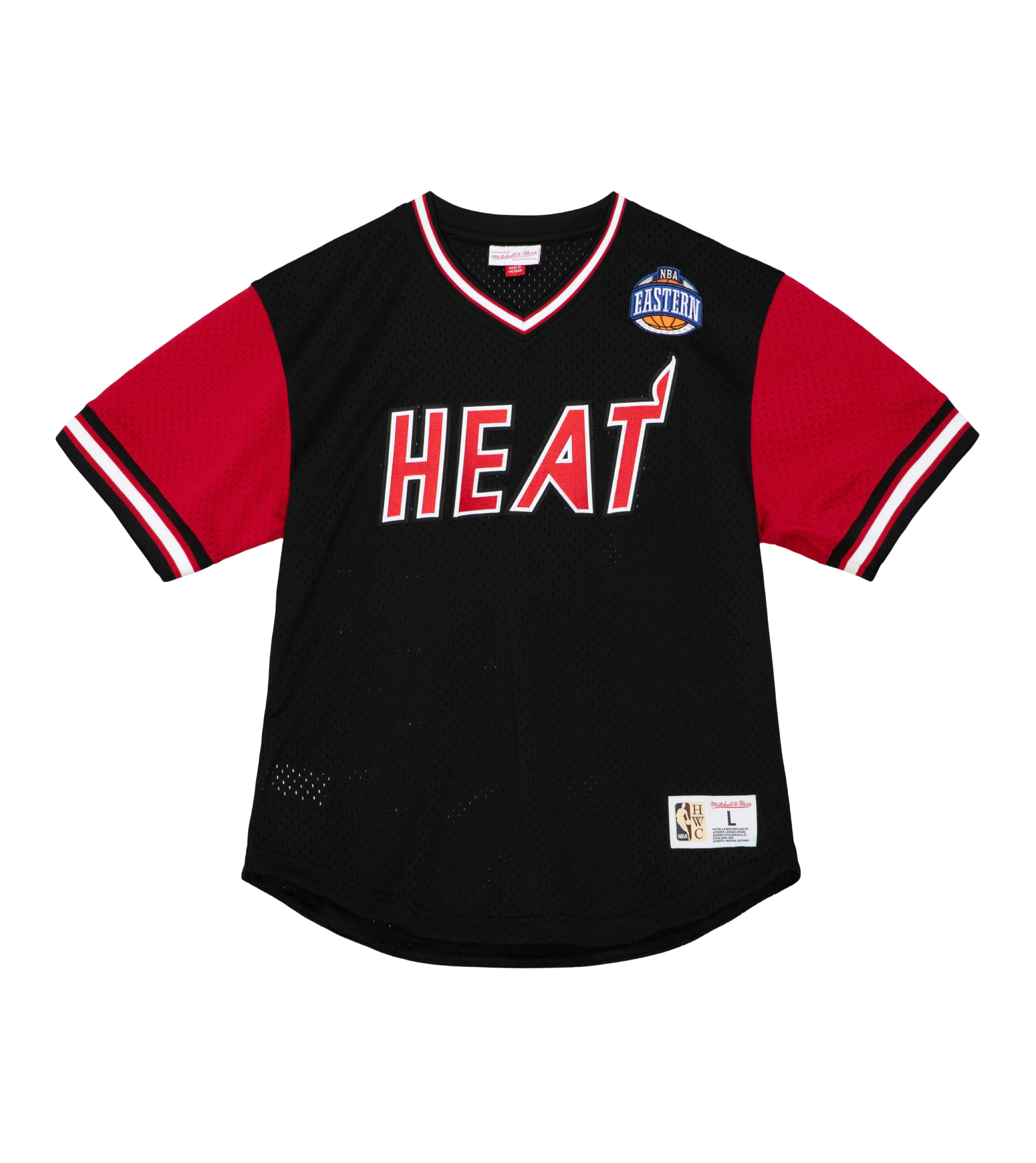 Mitchell & Ness Miami HEAT Hardwood Classic Night Mesh V-Neck - Image 4