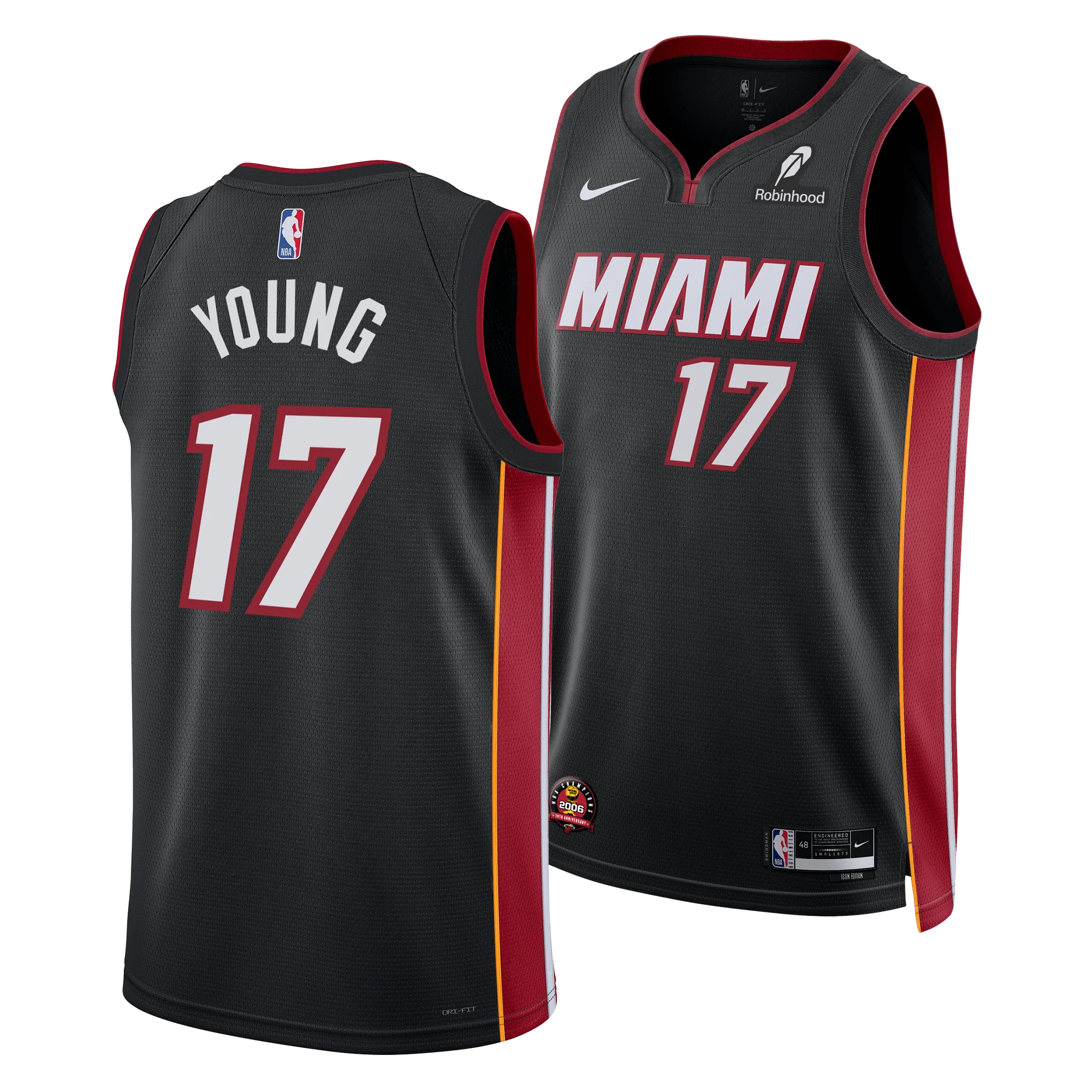 Jahmir Young Nike Miami HEAT Icon Black Youth Swingman Jersey - Image 3