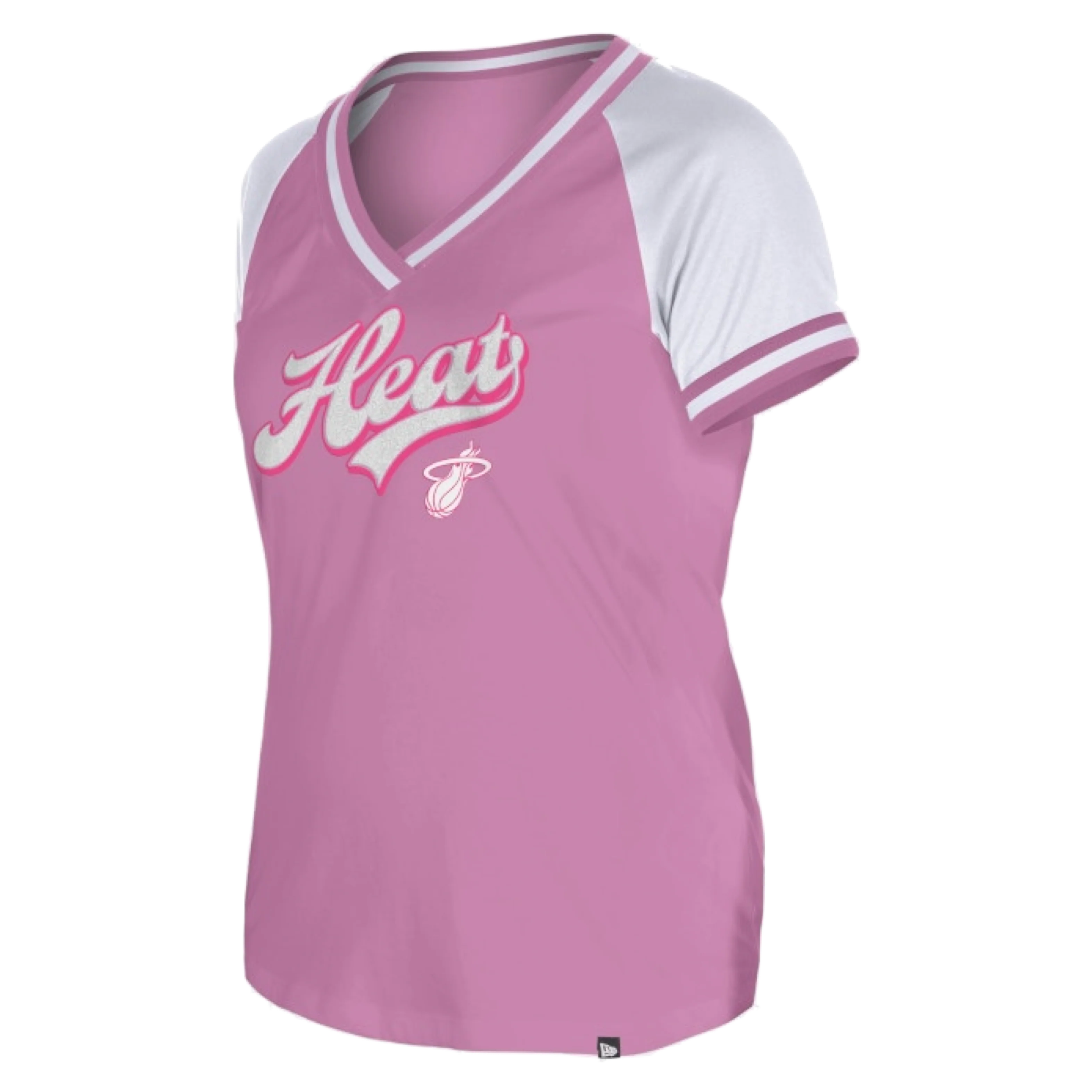 New Era Miami HEAT Pink Women's V-Neck Tee - Image 4