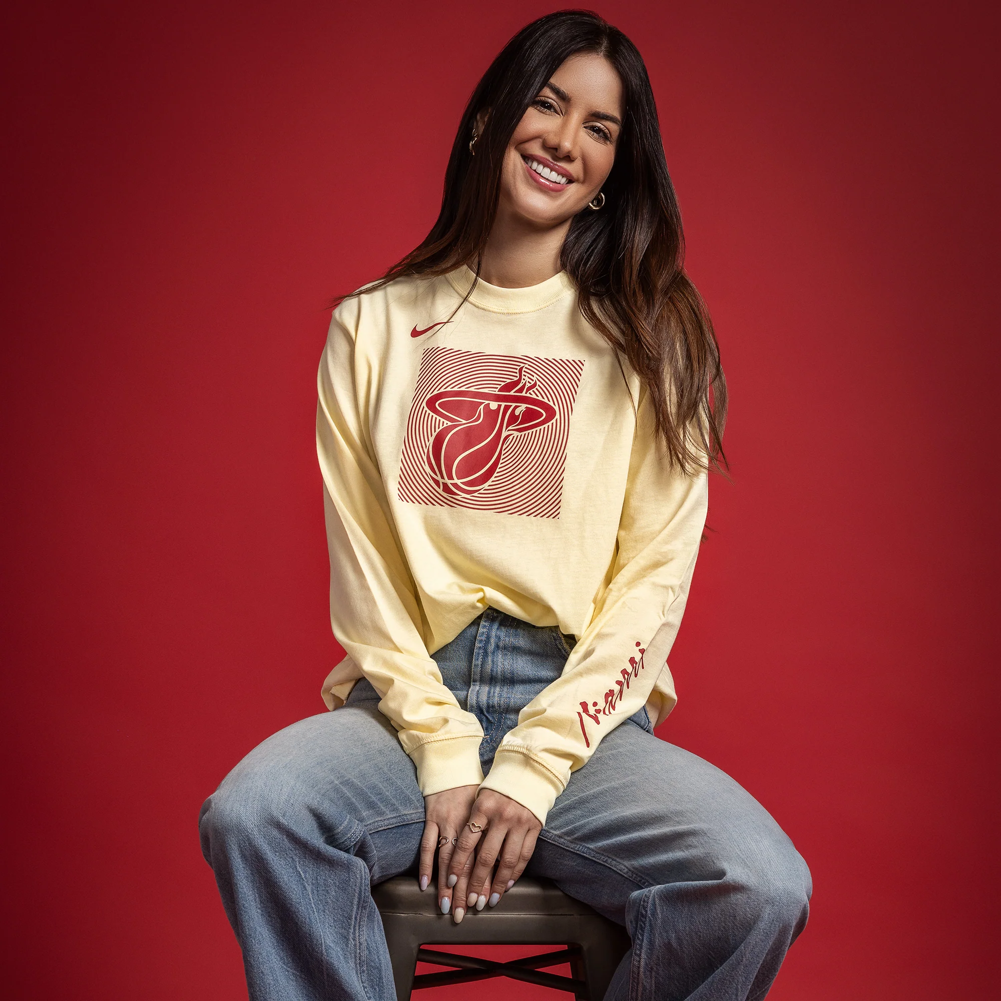 Nike Miami HEAT Logo Women's Long Sleeve Tee - Image 2