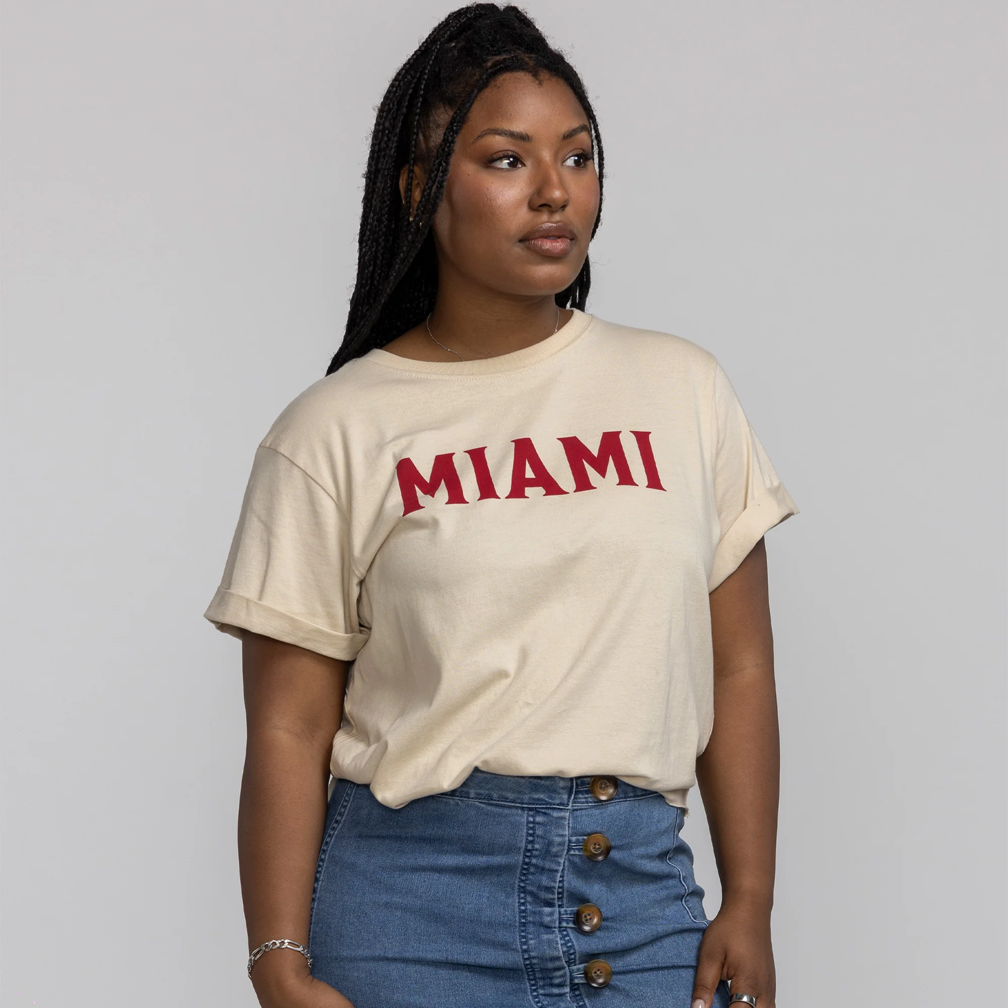 Sportiqe Miami HEAT Beige Women's Tee - Image 3