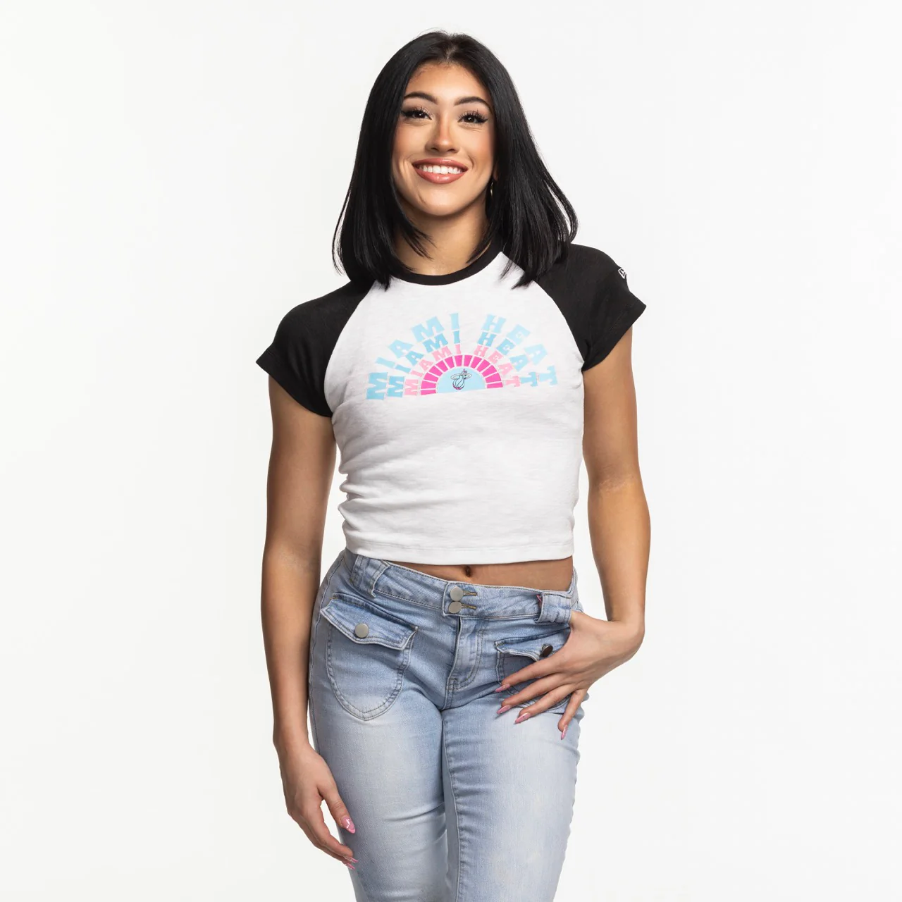 New Era Miami HEAT Original Vice Women's Raglan Tee - Image 4