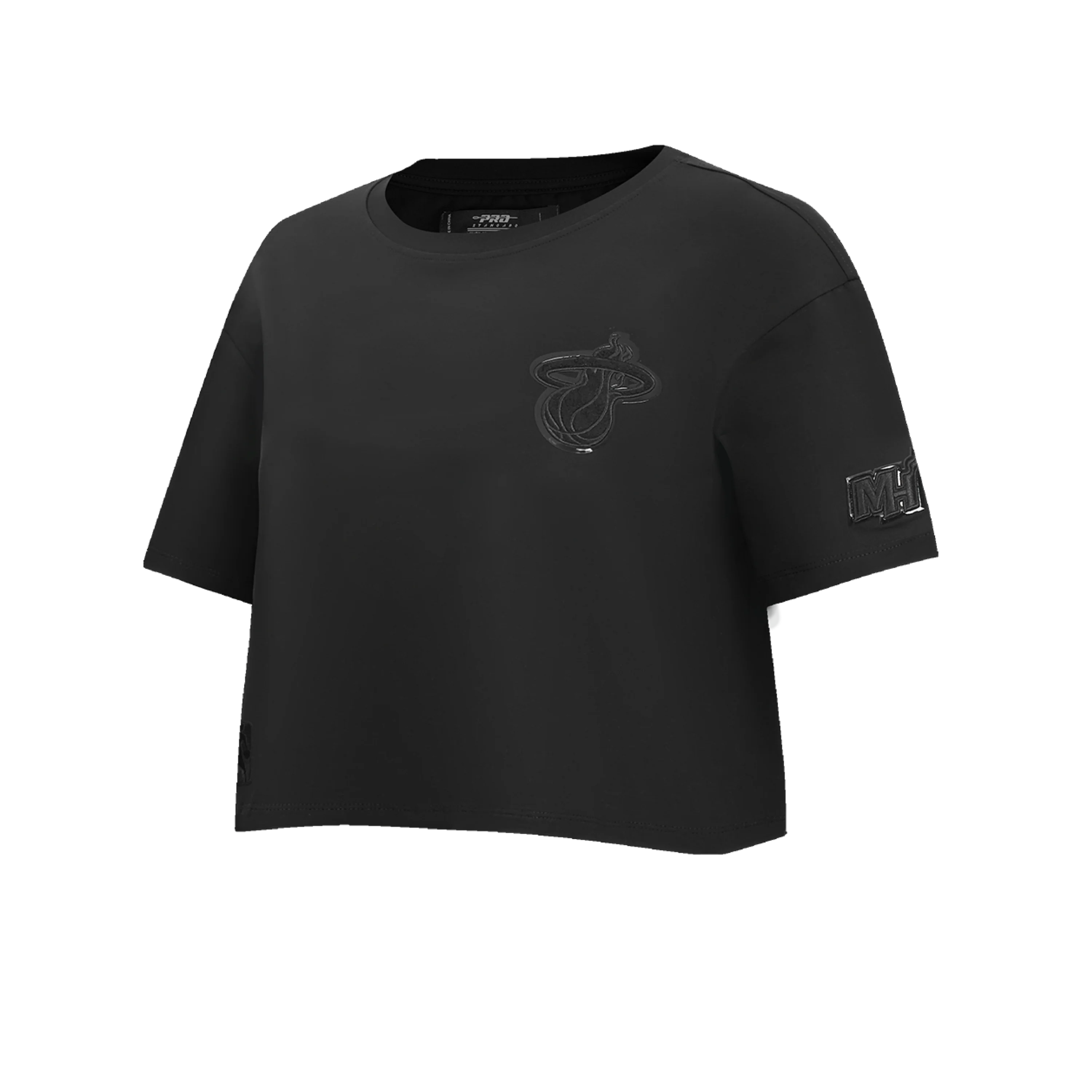 Pro Standard Miami HEAT Boxy Triple Black Women's Crop Tee - Image 3