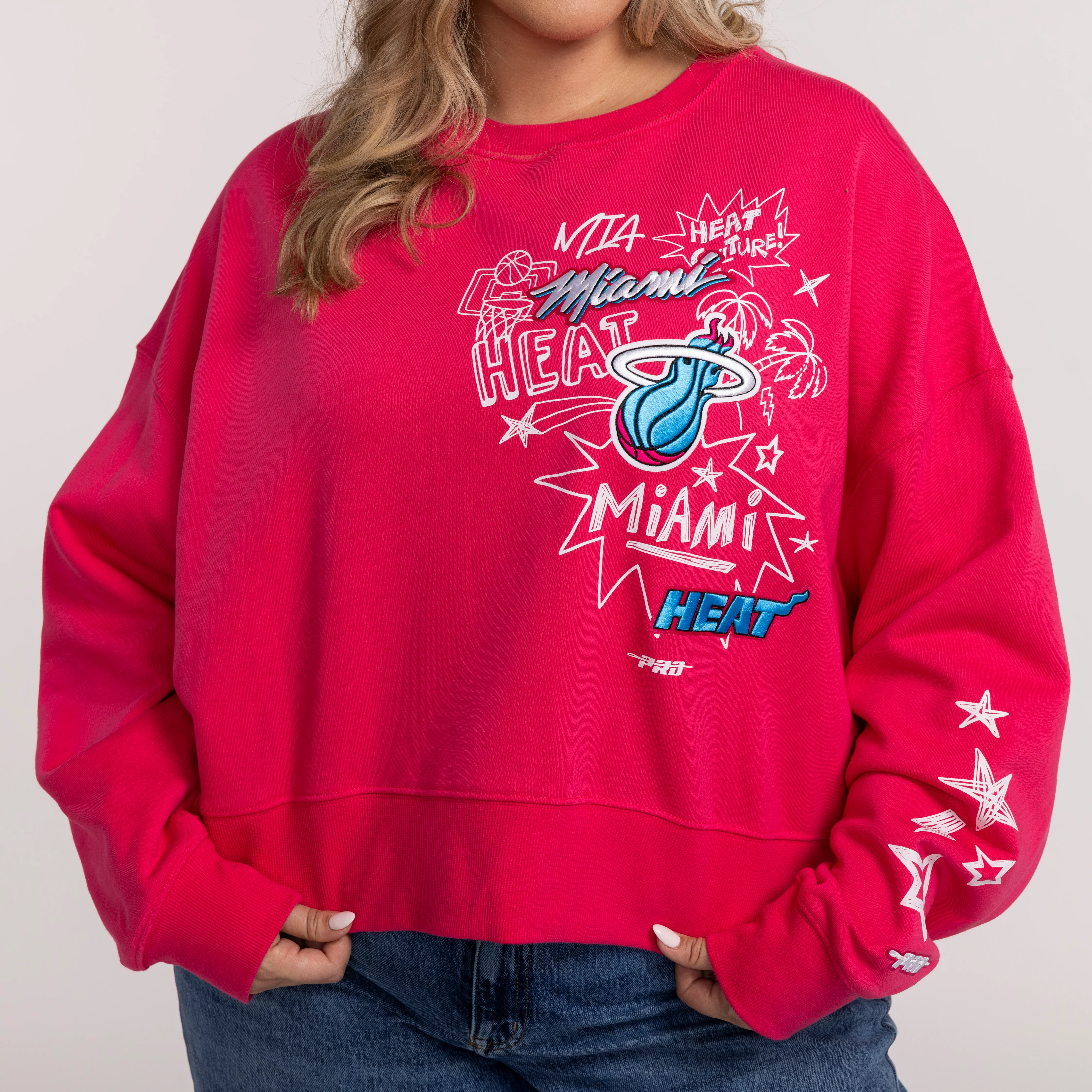 Pro Standard Miami HEAT Original Vice Pink Women's Crewneck - Image 3