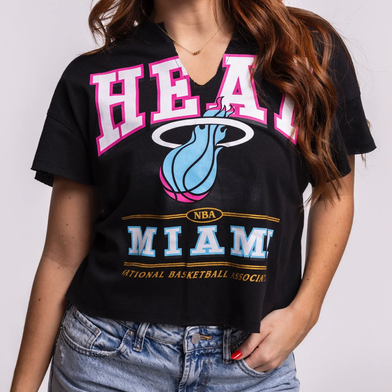 '47 Brand Miami HEAT Original Vice Nights Oversized Women's Cropped Tee - Image 2