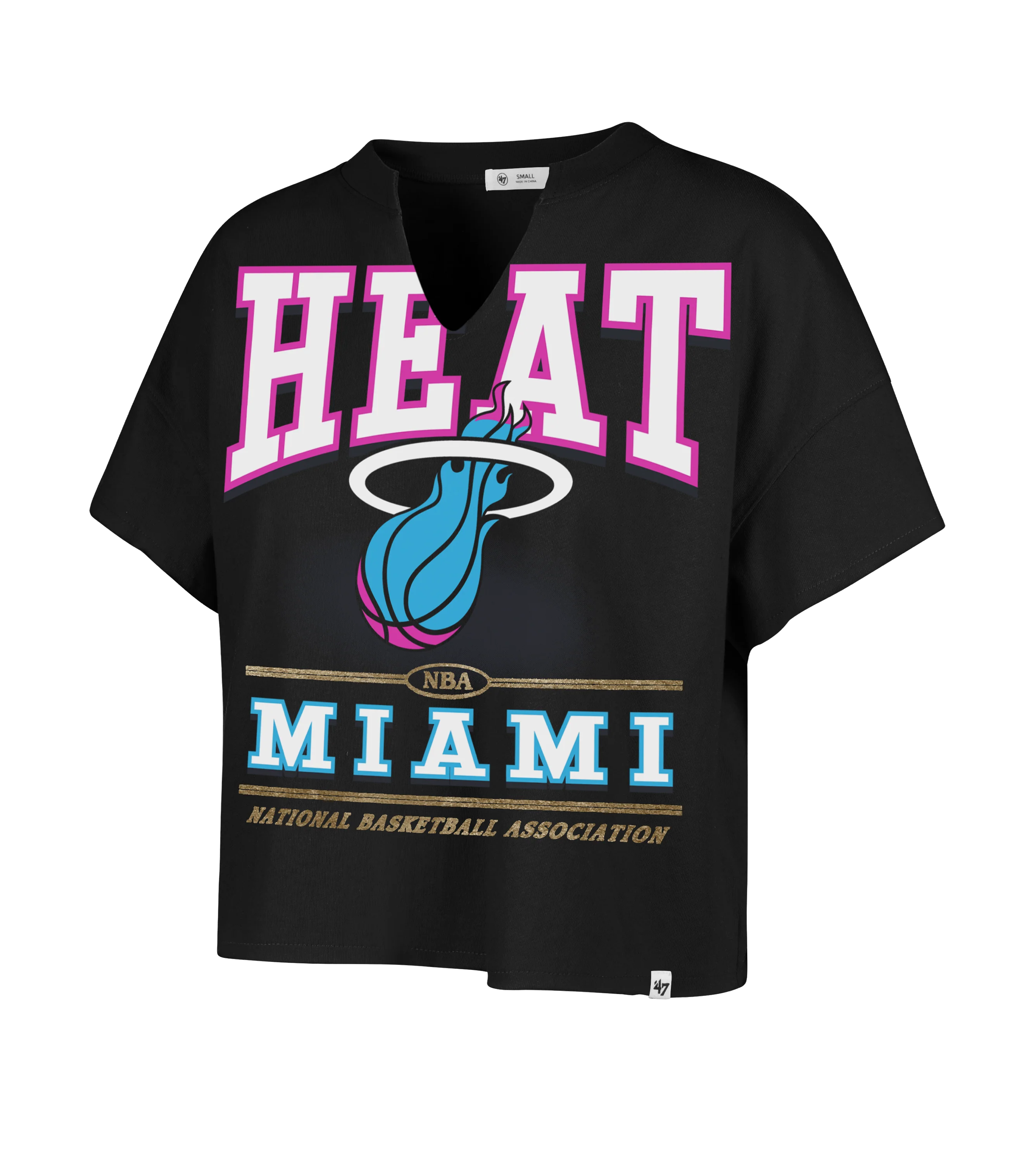 '47 Brand Miami HEAT Original Vice Nights Oversized Women's Cropped Tee - Image 5