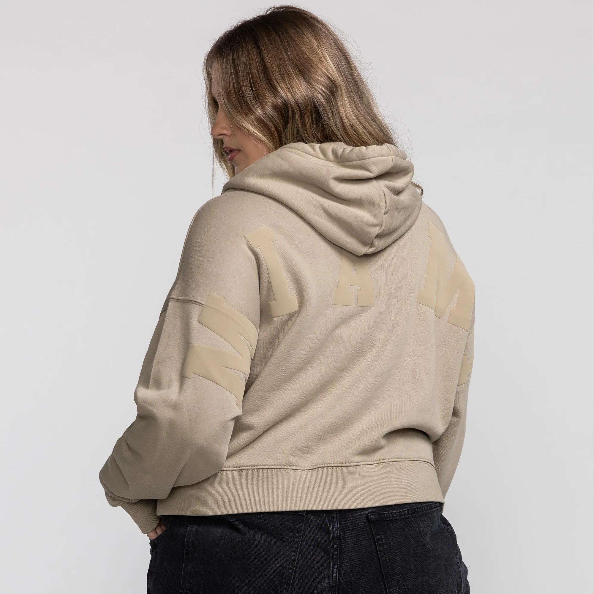 Pro Standard Miami HEAT Wingspan Crop Women's Taupe Hoodie - Image 2