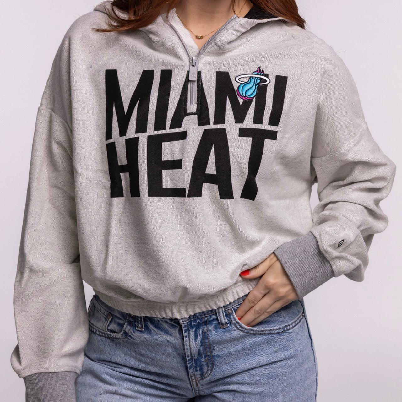 New Era Miami HEAT Original Vice Nights 1/4 Zip Women's Hoodie - Image 3