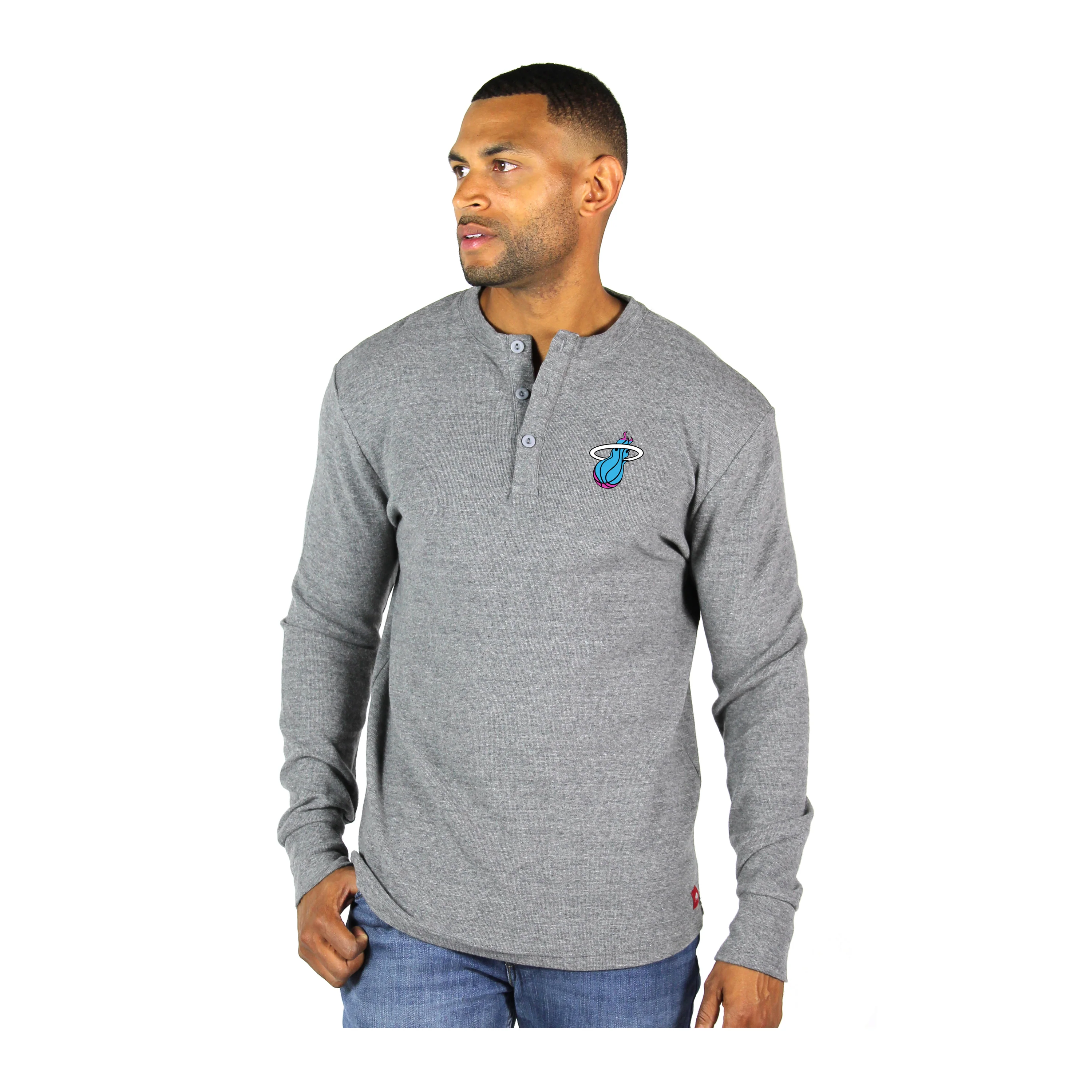 Sportiqe Miami HEAT Vice Nights Long Sleeve Campbell Thermal Henley - Image 2