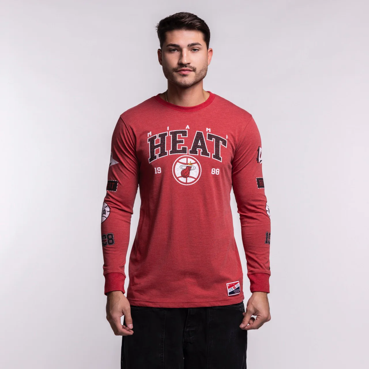 New Era Miami HEAT Red Cuffed Long Sleeve Tee