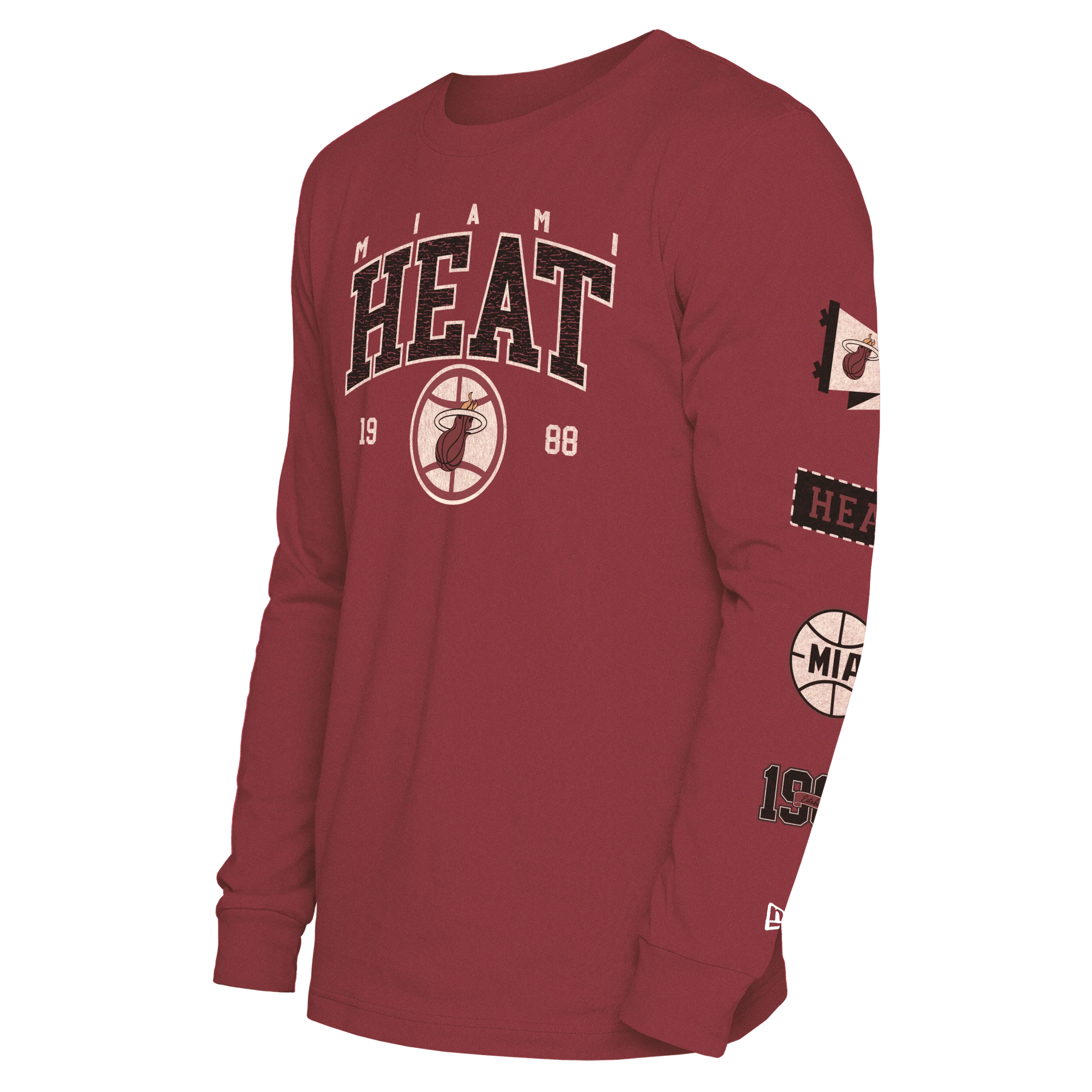 New Era Miami HEAT Red Cuffed Long Sleeve Tee - Image 5