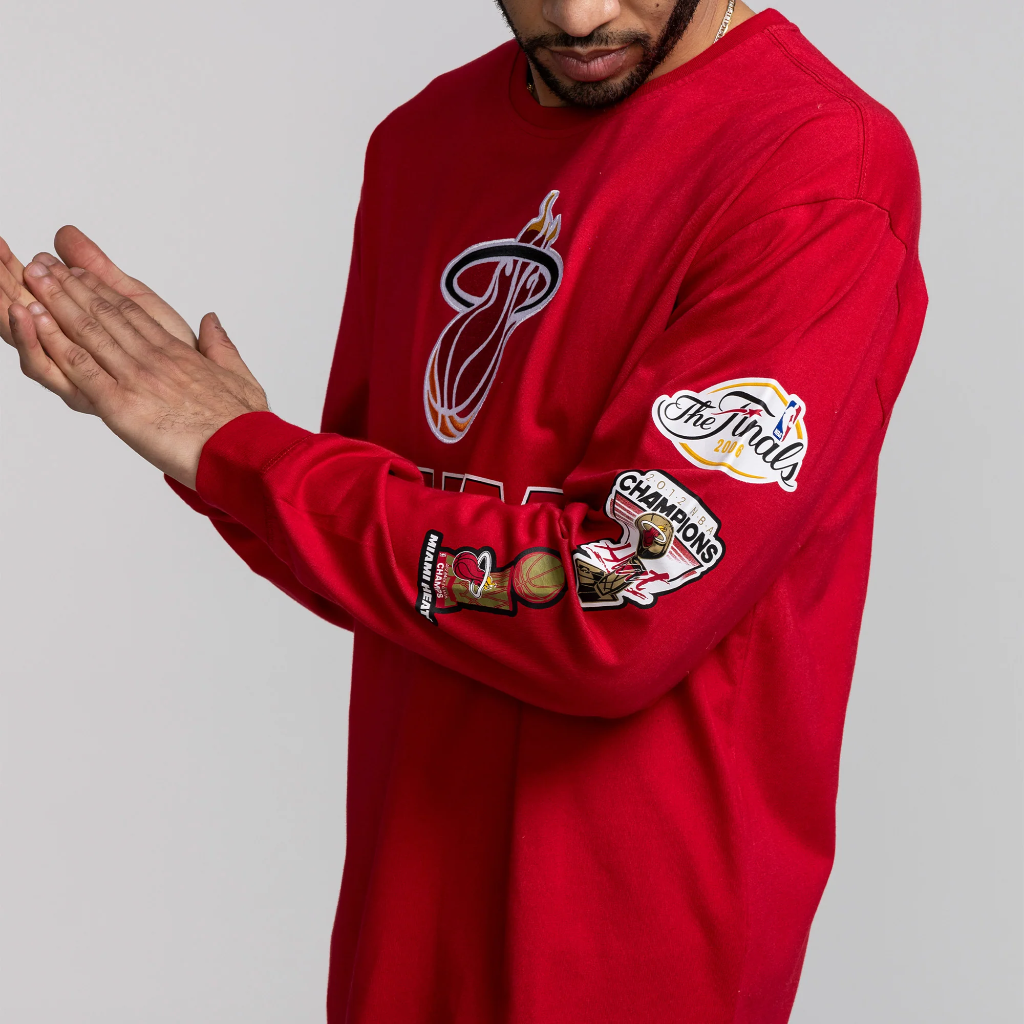Mitchell & Ness Miami HEAT Allover Vintage Long Sleeve Tee - Image 3