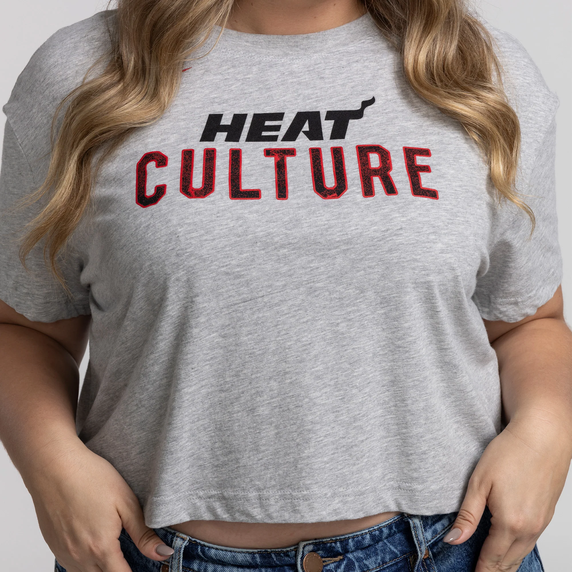 Nike HEAT Culture: Blood Red Grey Women's Crop Tee - Image 3