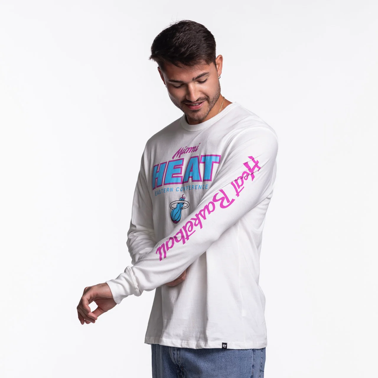'47 Brand Miami HEAT Original Vice Nights White Long Sleeve Tee - Image 2