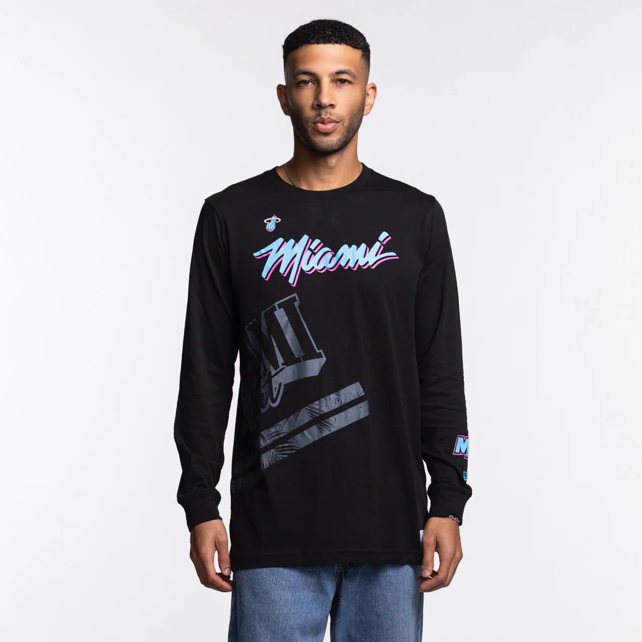 New Era Miami HEAT Original Vice Nights Wordmark Long Sleeve Tee