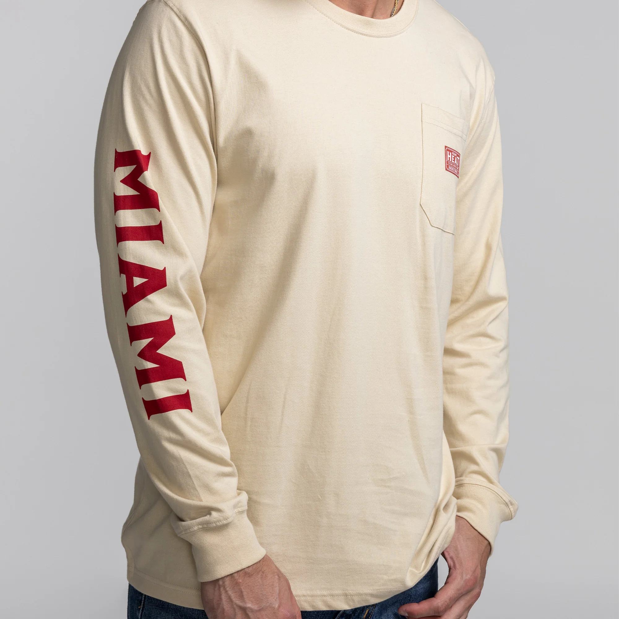 Sportiqe Miami HEAT Beige Long Sleeve Tee - Image 3