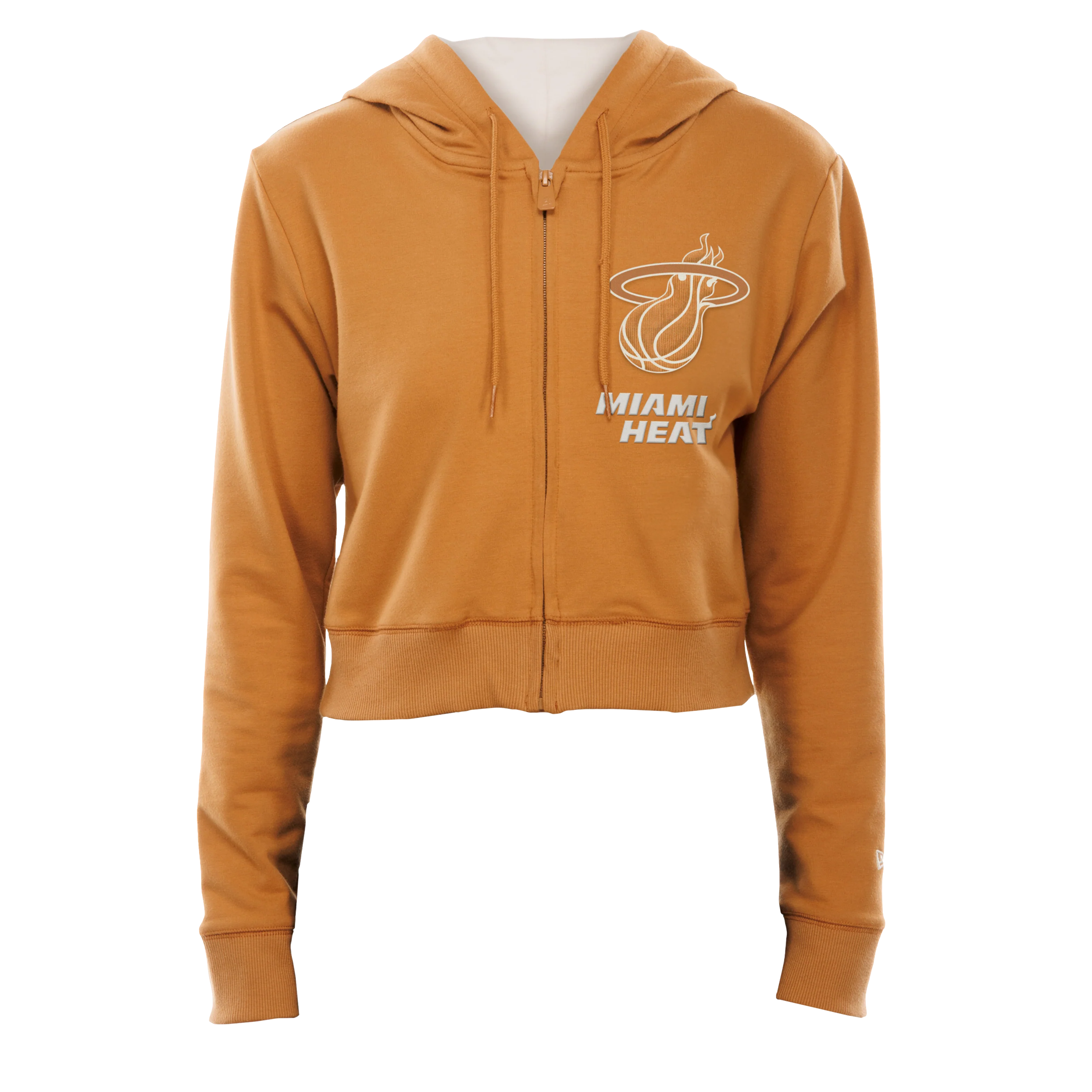 New Era Miami HEAT Tan Full Zip Crop Women's Hoodie - Image 5