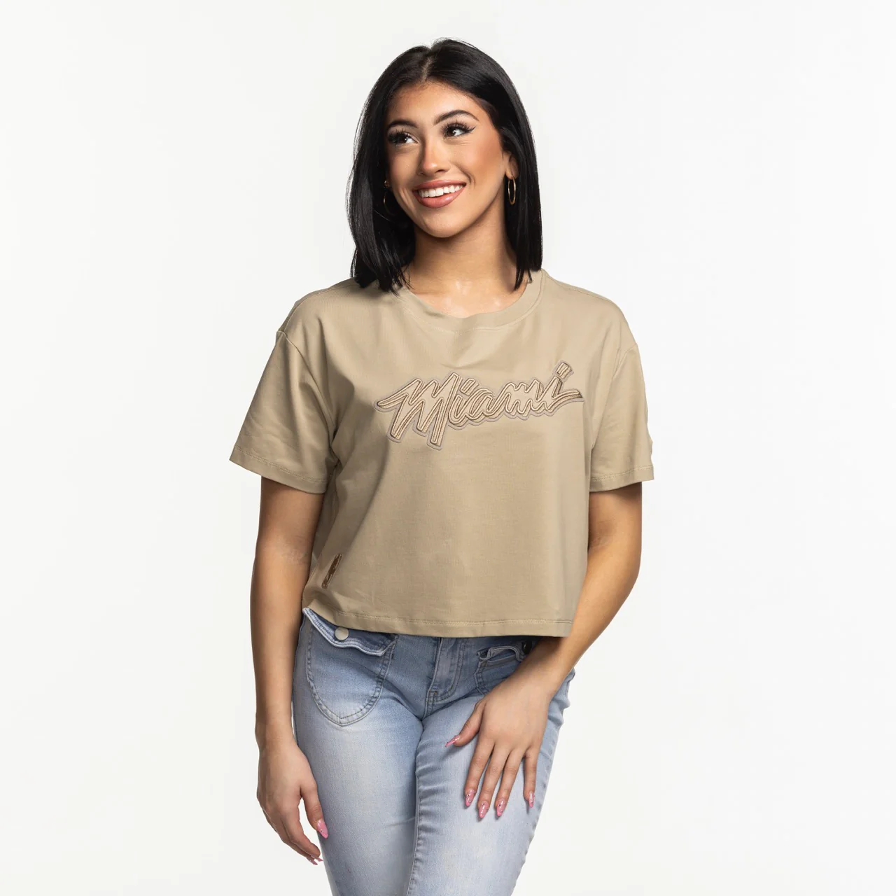 Pro Standard Miami HEAT Original Vice Nights Beige Women's Boxy Tee