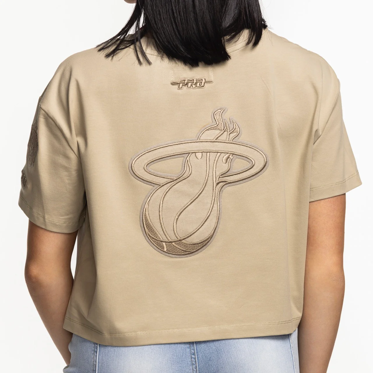 Pro Standard Miami HEAT Original Vice Nights Beige Women's Boxy Tee - Image 2