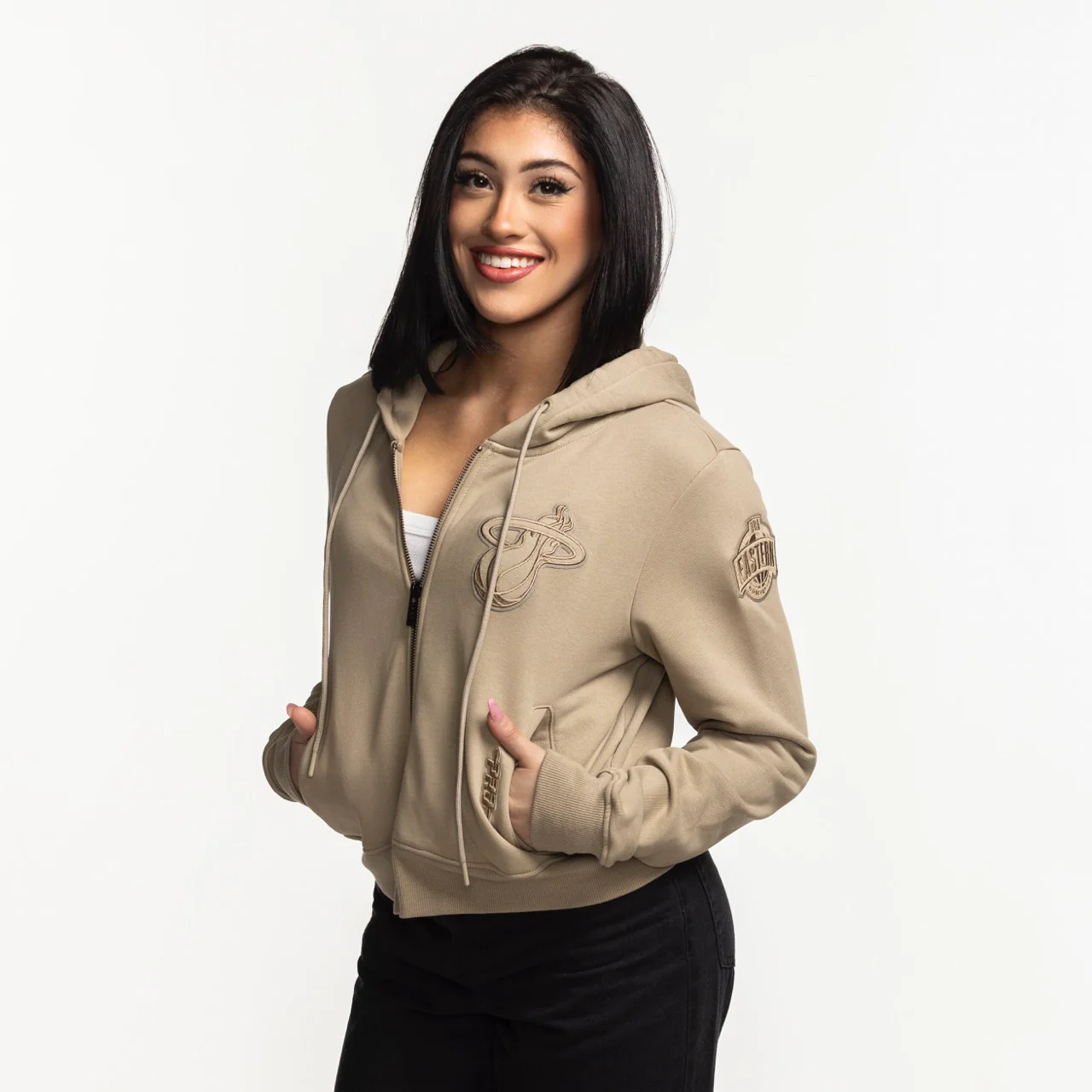 Pro Standard Miami HEAT Original Vice Nights Beige Women's Hoodie - Image 3