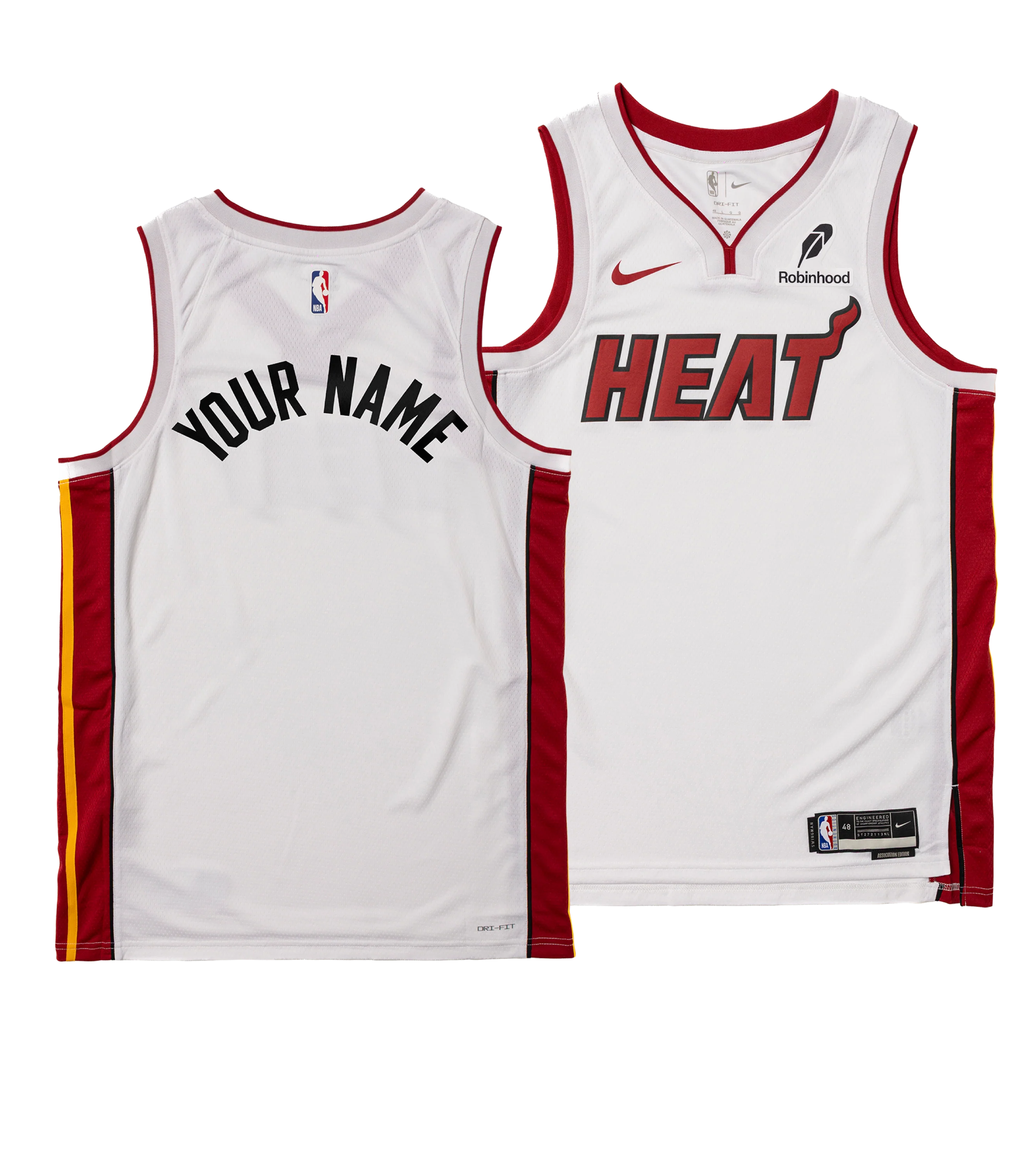 Personalized Nike Miami HEAT Association White Youth Swingman Jersey - Summer Mashup