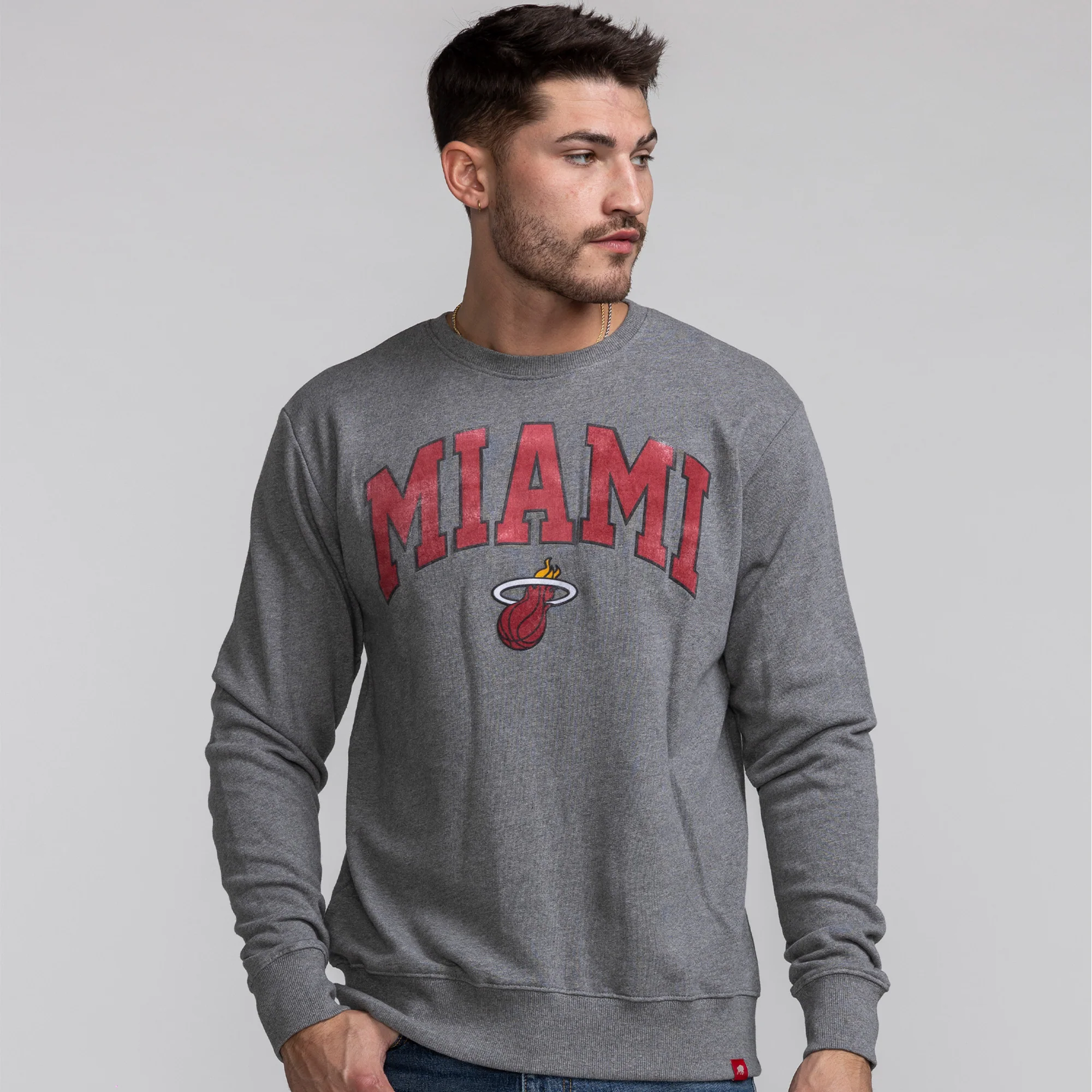 Sportiqe Miami HEAT Grey Crewneck - Image 2