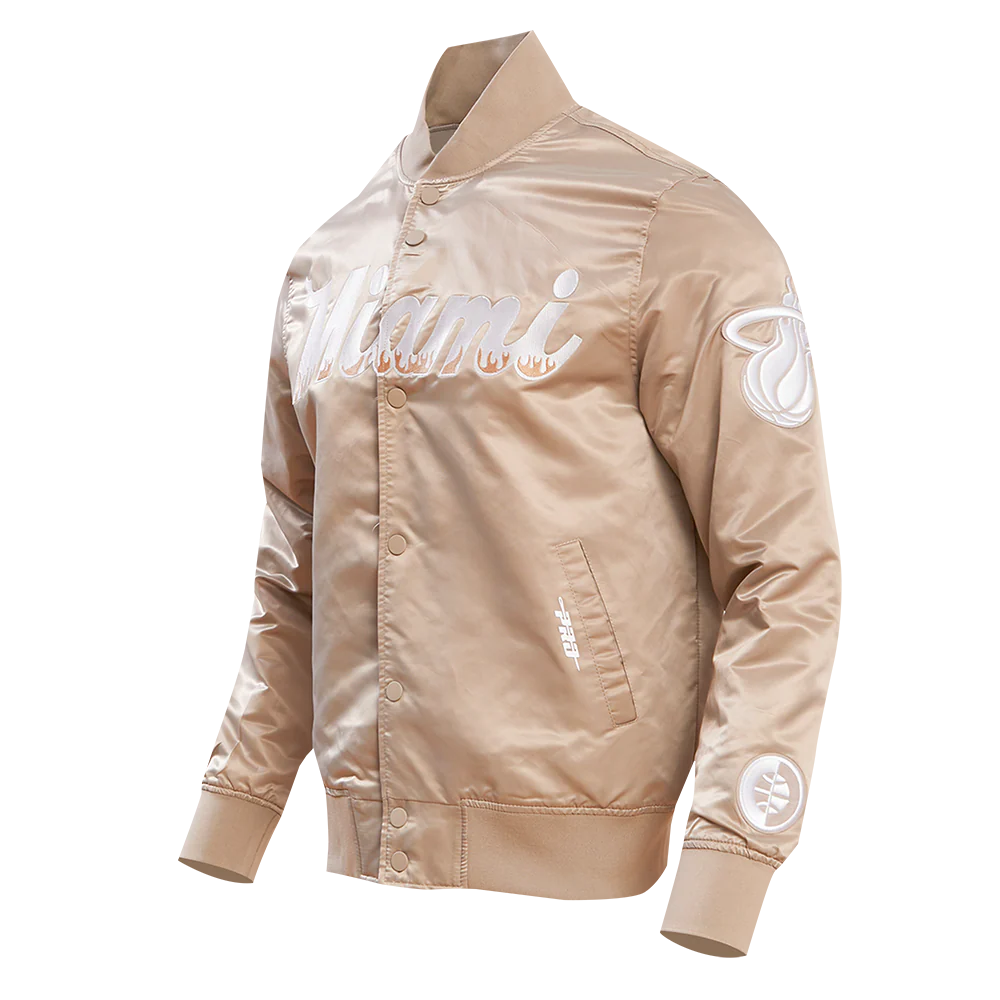 Pro Standard Miami HEAT Taupe Satin Jacket - Image 3