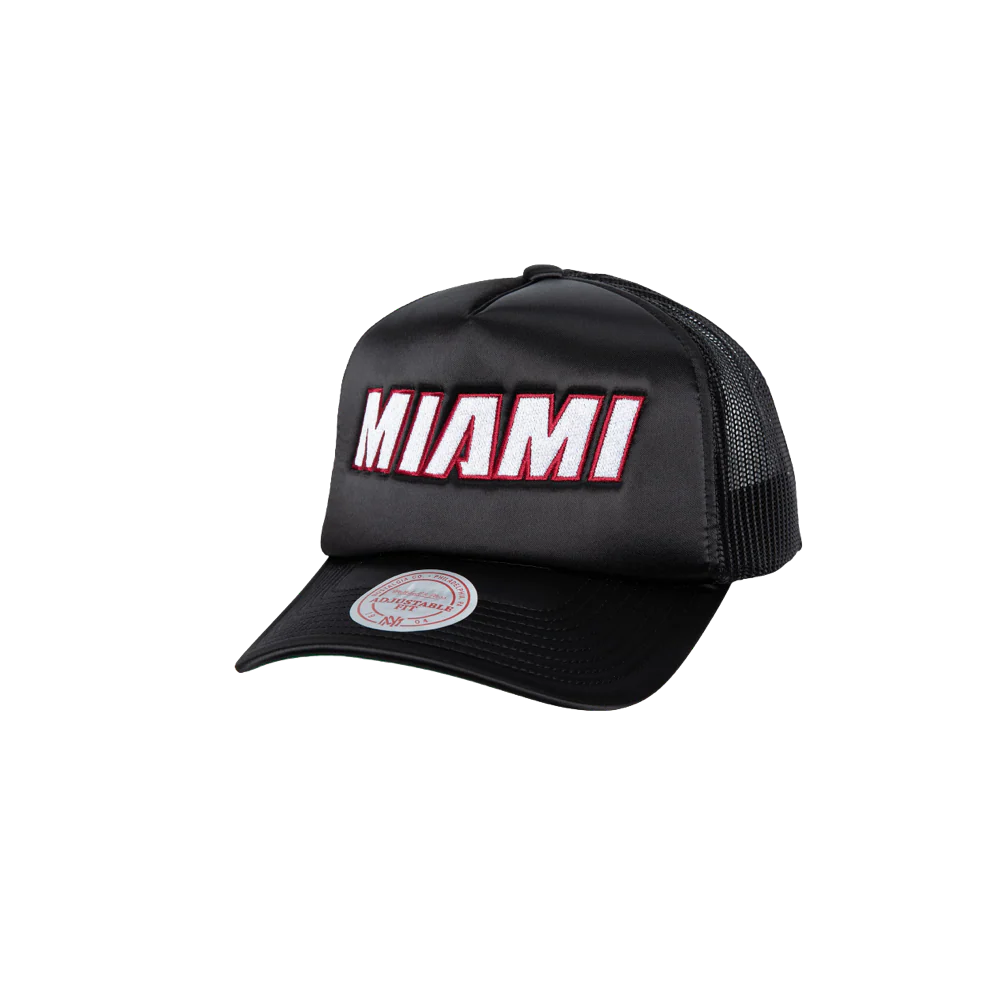 Michell & Ness Miami HEAT Satin Trucker Hat