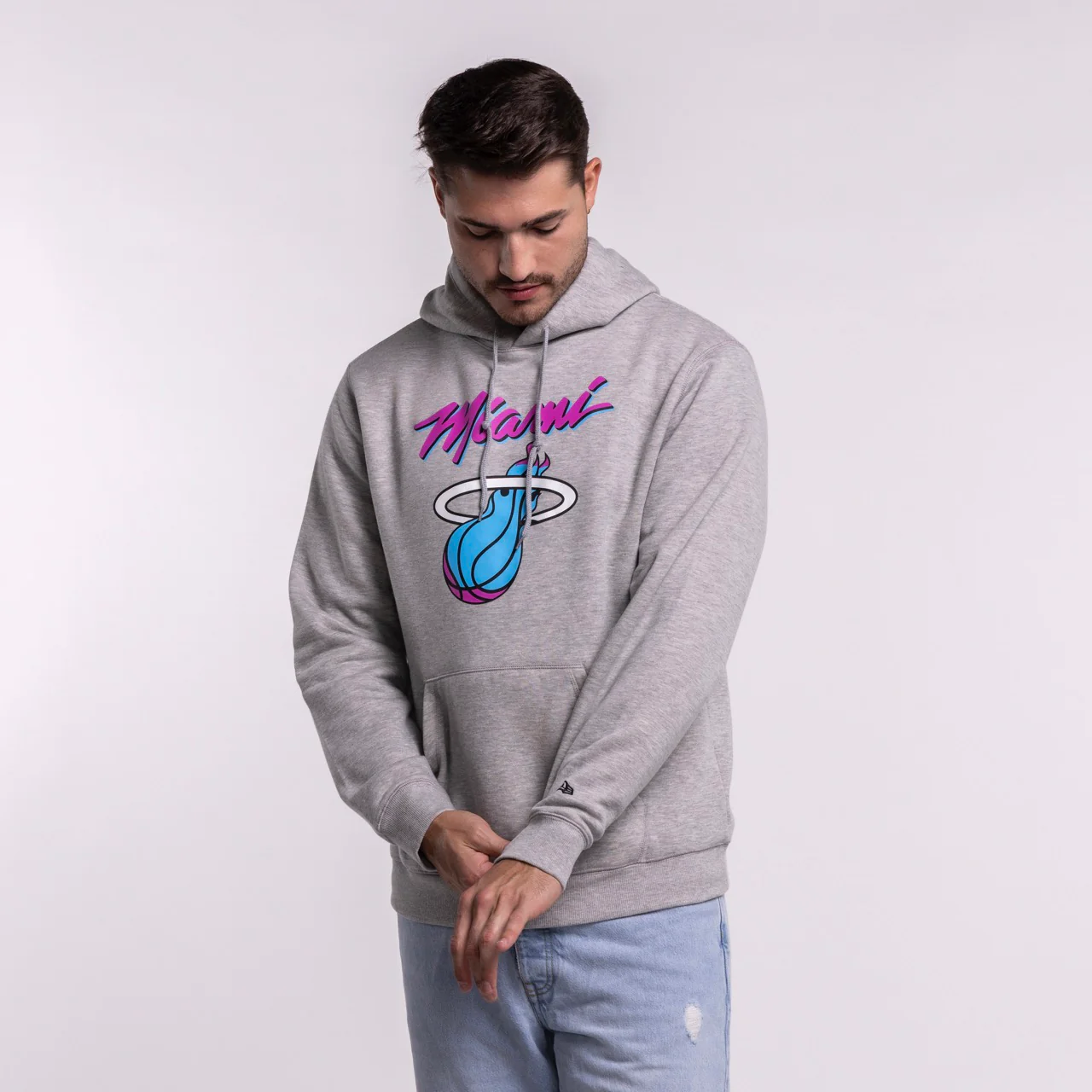 New Era Miami HEAT Original Vice Grey Hoodie - Image 3