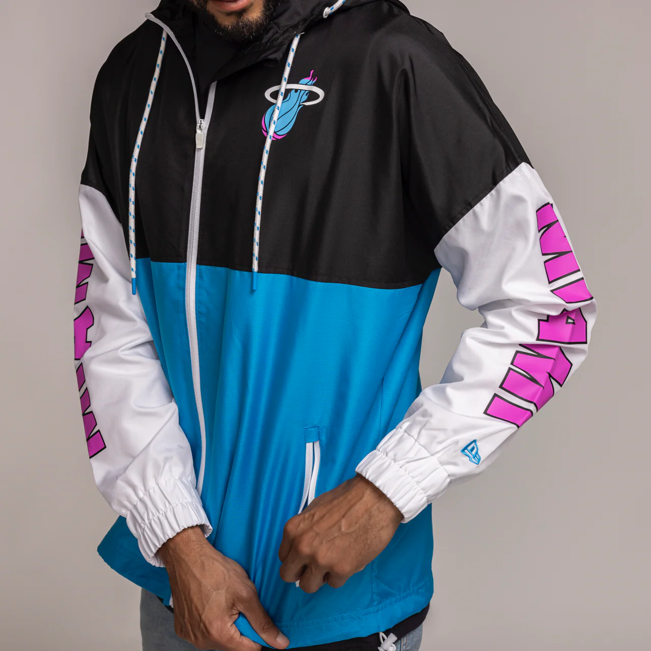 New Era Miami HEAT Original Vice Color Block Windbreaker - Image 3