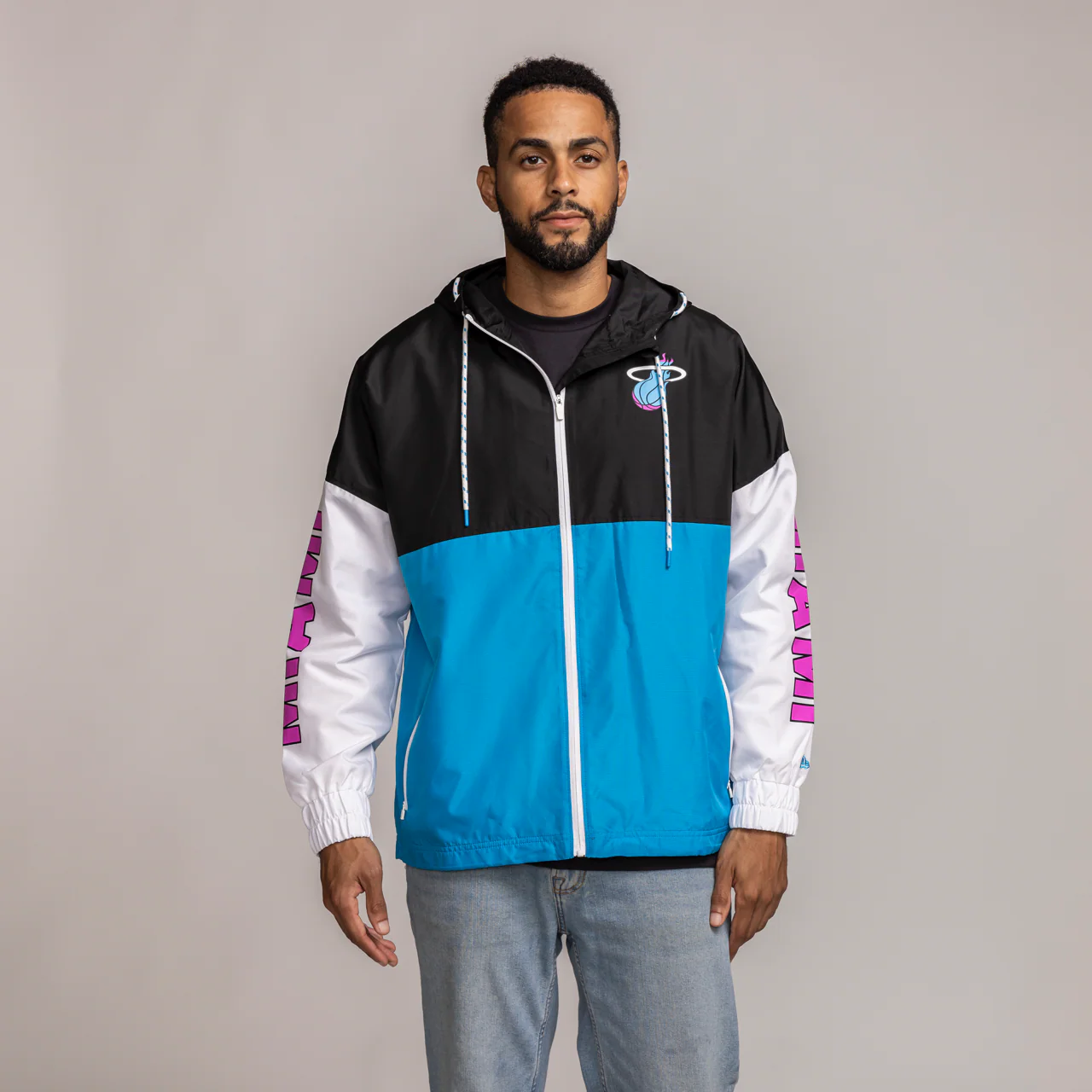 New Era Miami HEAT Original Vice Color Block Windbreaker - Image 4