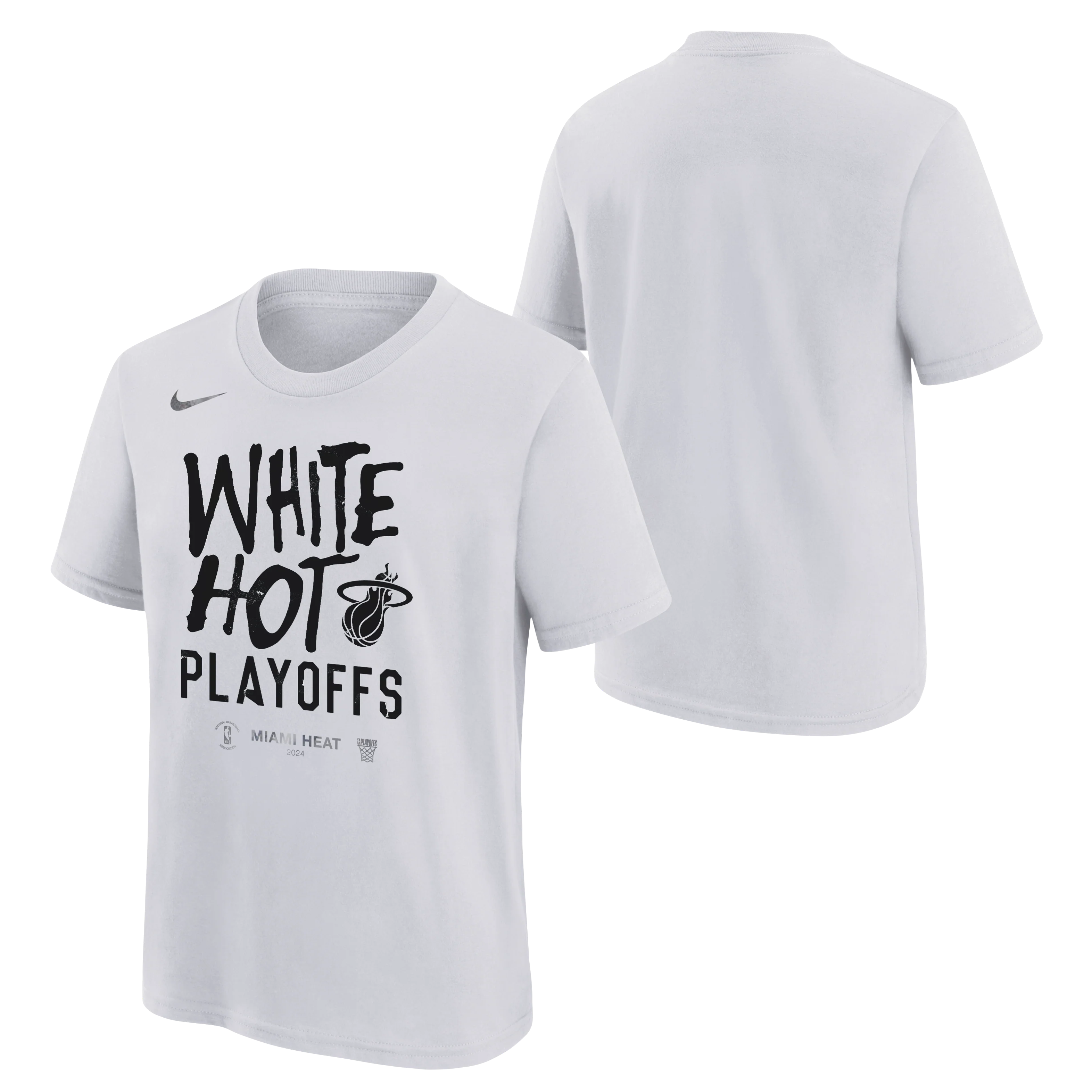 Nike Miami HEAT White Hot 2024 NBA Playoffs Mantra Youth Tee - Image 3