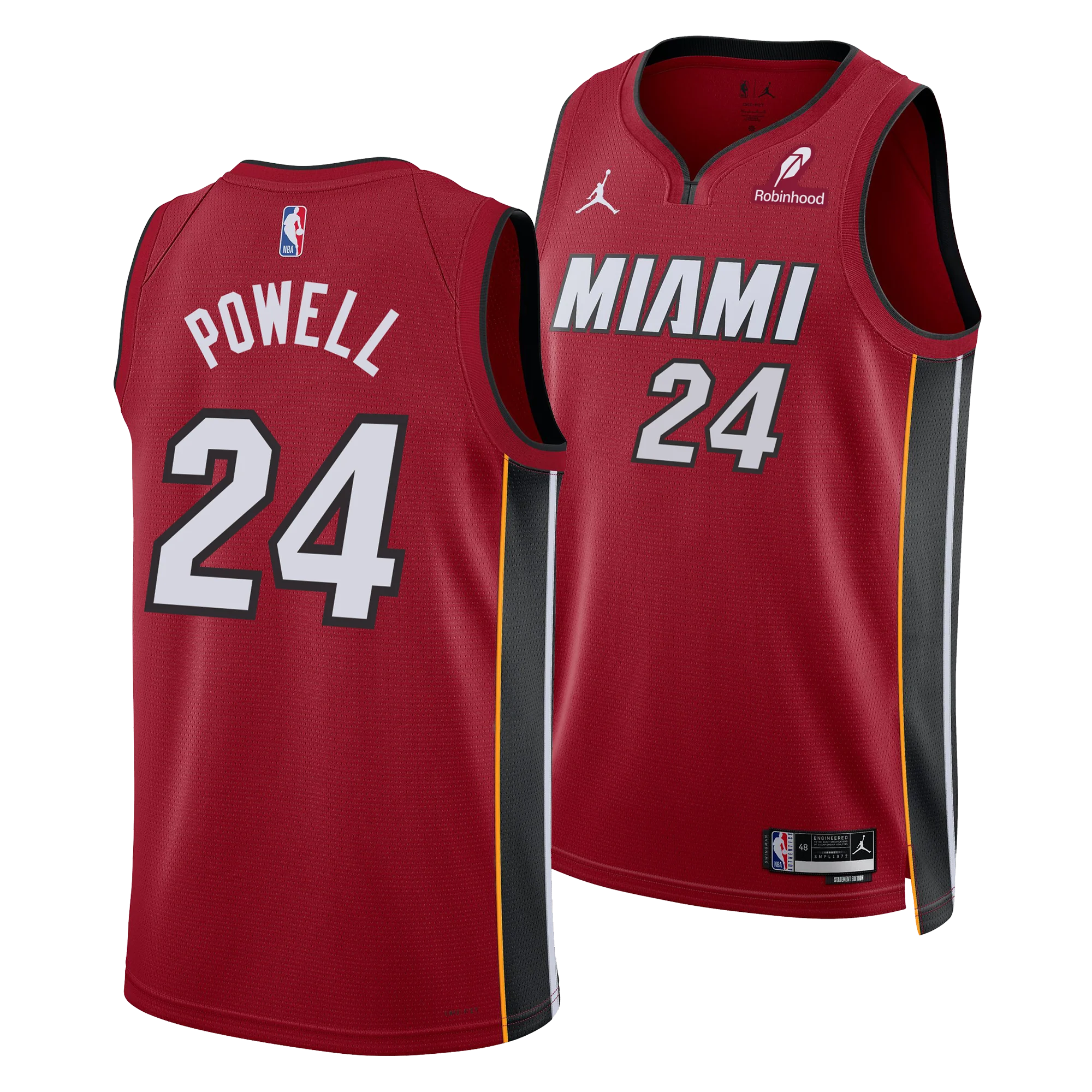 Norman Powell Nike Jordan Brand Miami HEAT Statement Red Swingman Youth Jersey - Image 3
