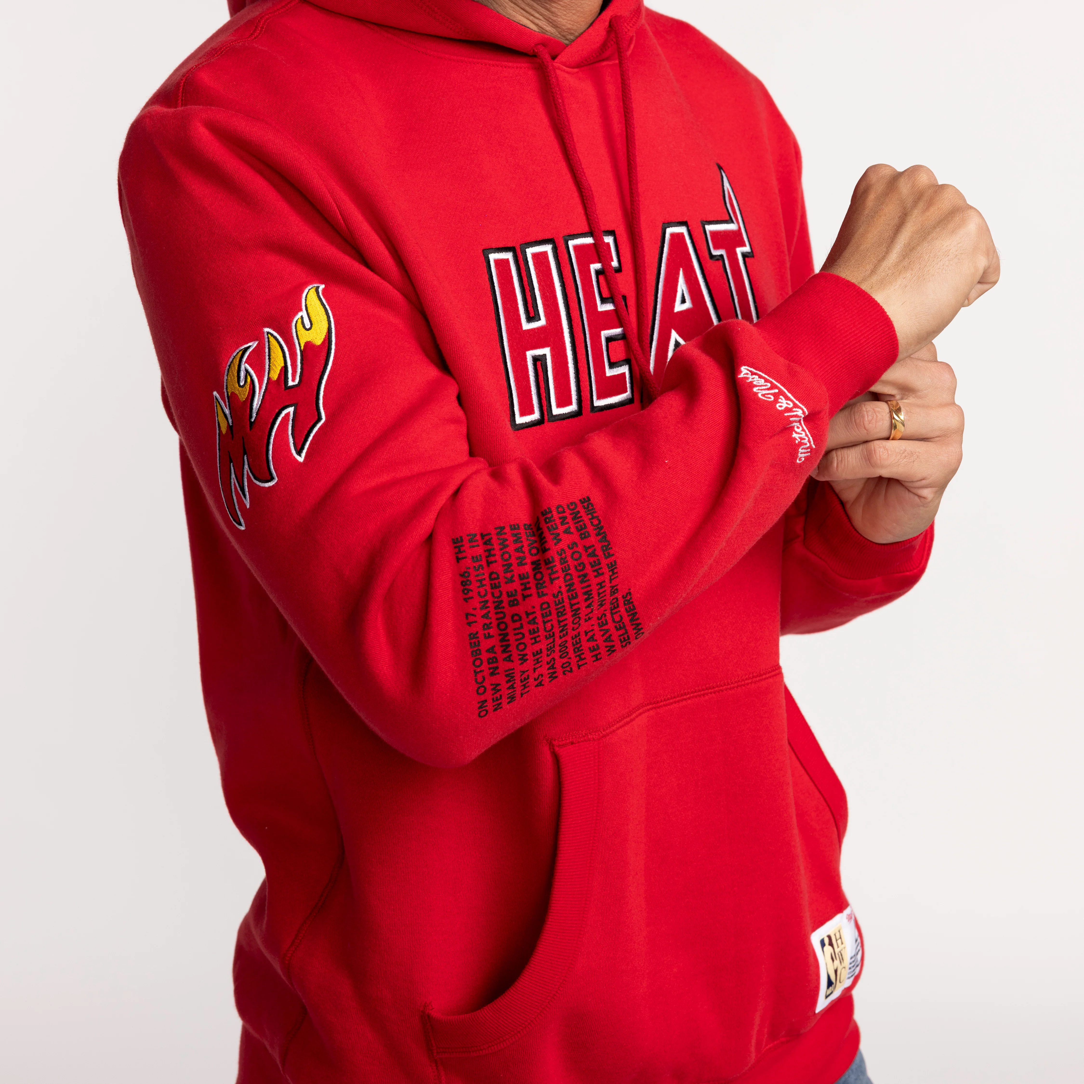 Mitchell and Ness Miami HEAT Origins Fleece Hoodie - Image 5