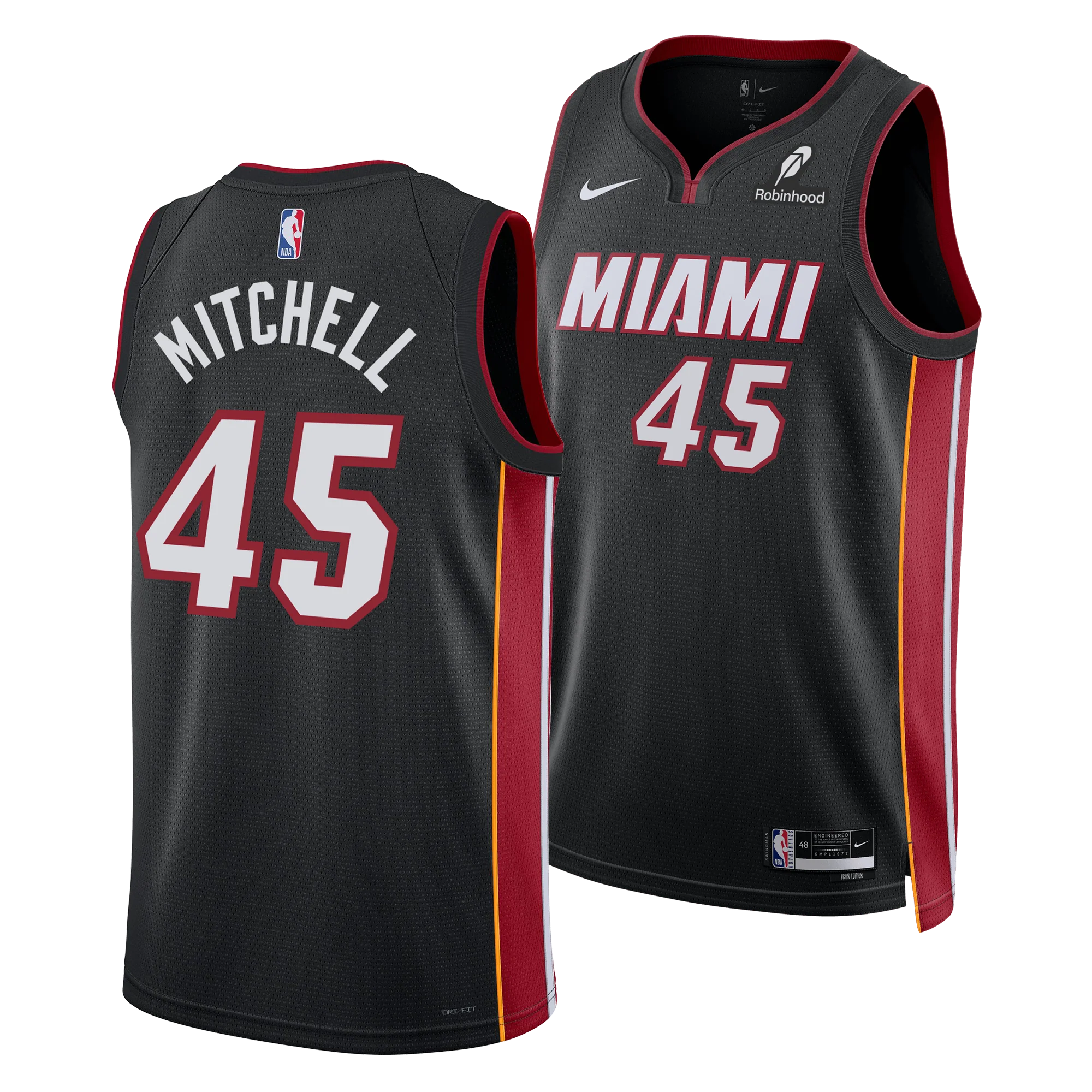 Davion Mitchell Nike Miami HEAT Icon Black Swingman Jersey - Image 3