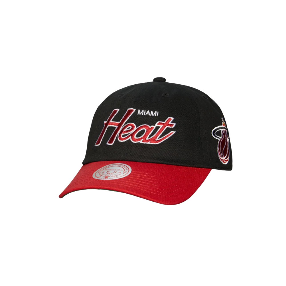 Mitchell & Ness Miami HEAT Script 2.0 Dad Hat