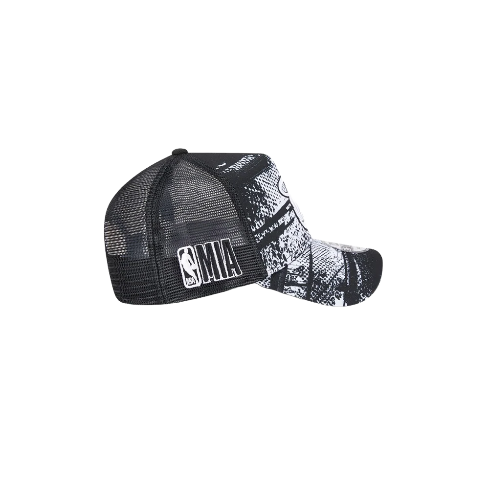 New Era Miami HEAT 2024 Tipoff Black and White Trucker Snapback - Image 6